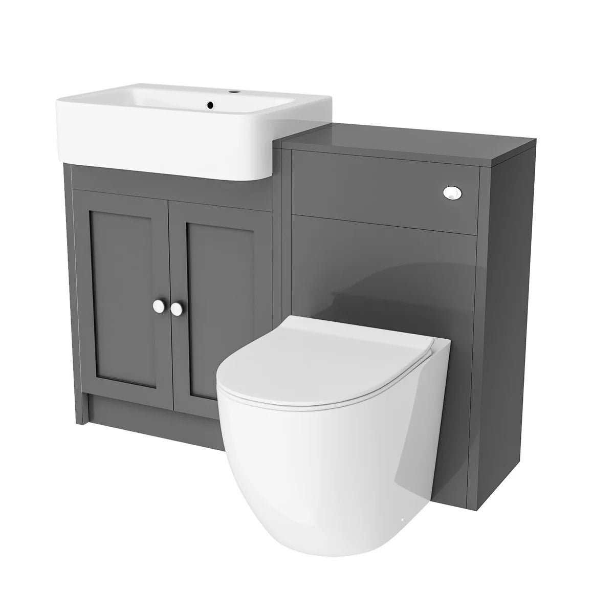 Anthracite 1100mm Traditional Vanity Basin WC Unit & BTW Curve Toilet