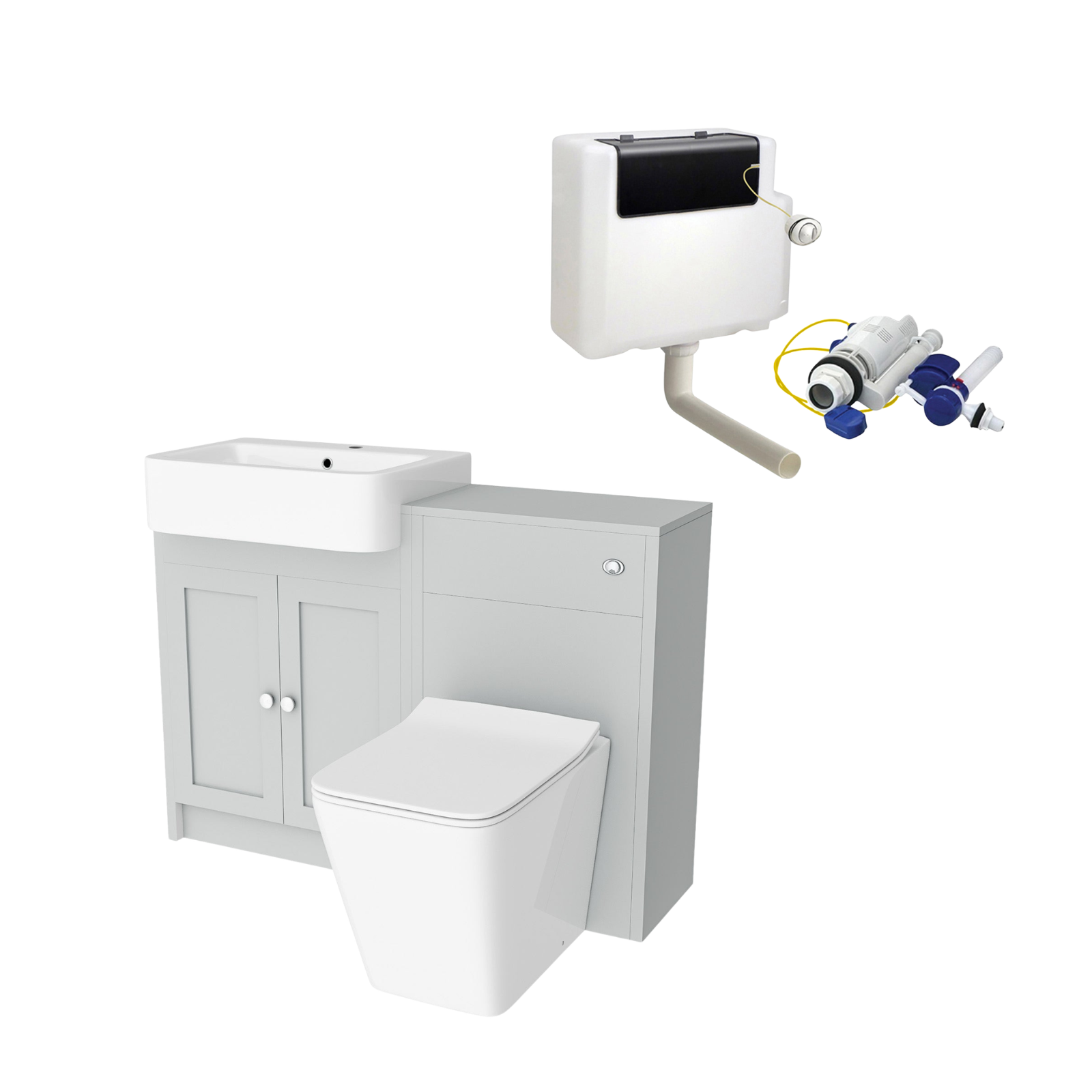Matte Grey 1100mm Traditional Vanity Basin WC Unit & Toilet Set