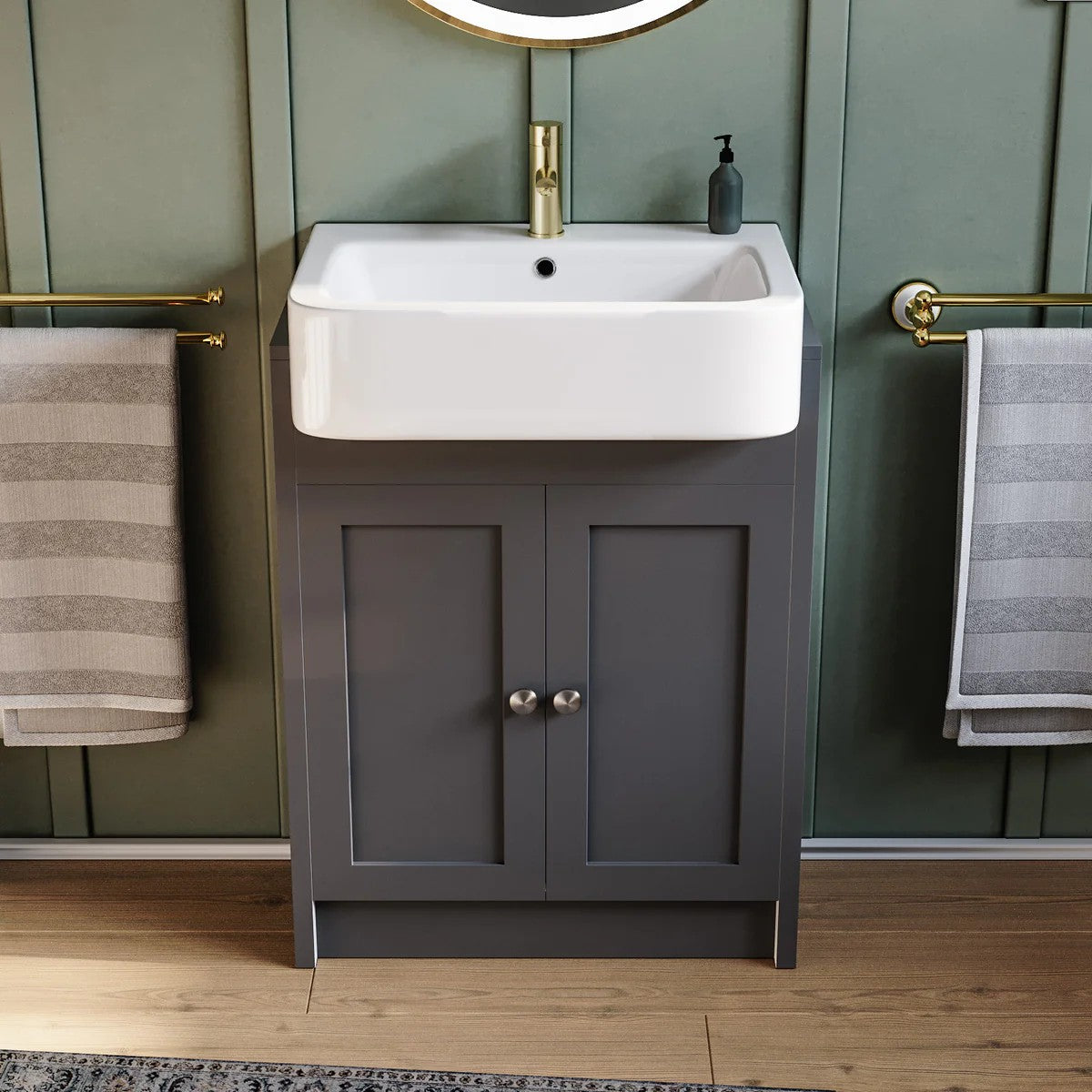 Camberly 600mm Traditional Floorstanding Vanity Basin Unit Anthracite