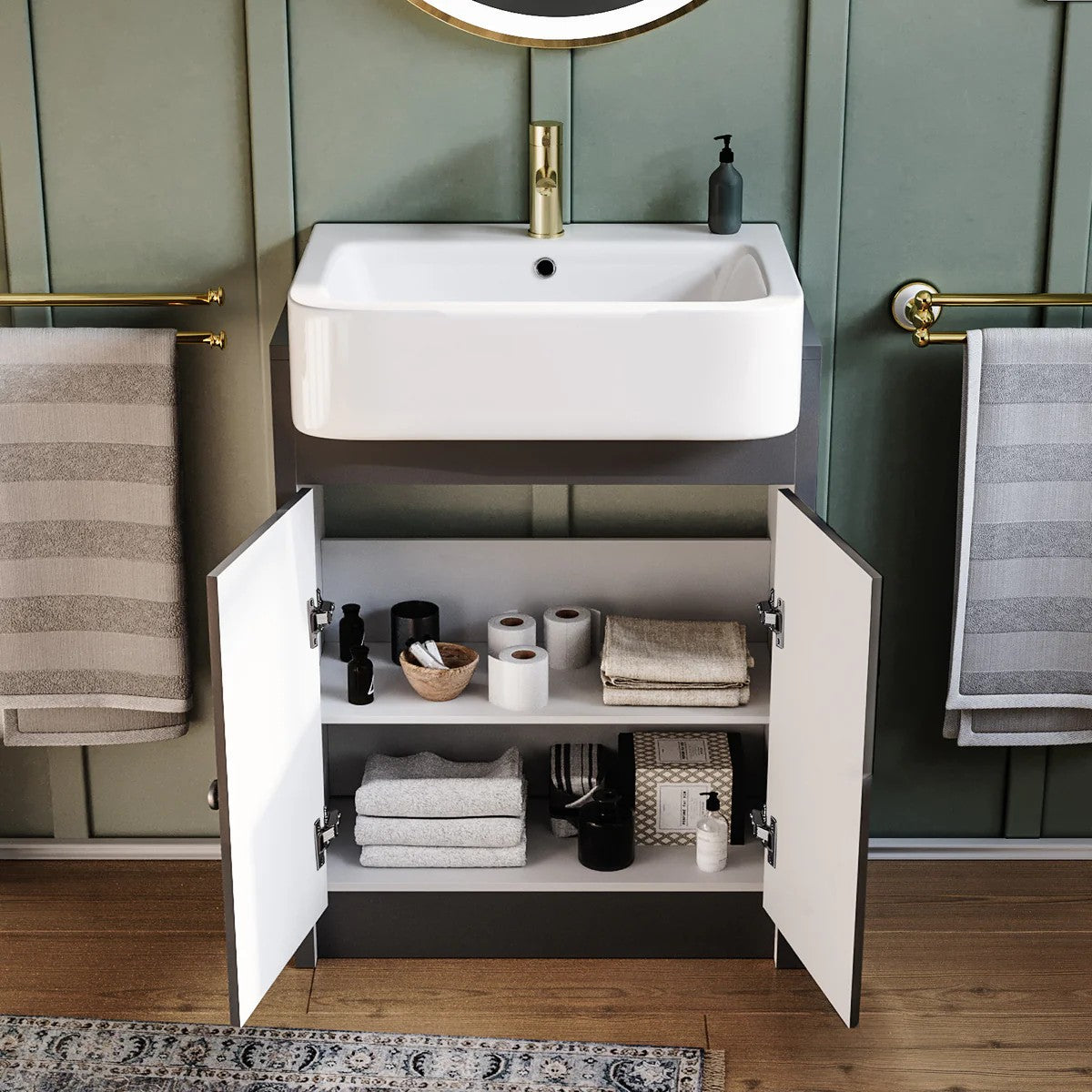 Camberly 600mm Traditional Floorstanding Vanity Basin Unit Anthracite
