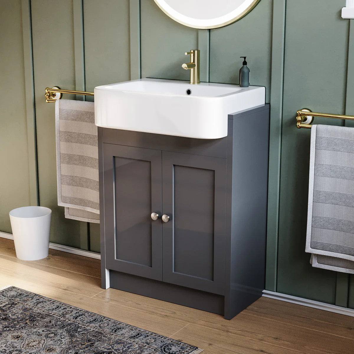Camberly 600mm Traditional Floorstanding Vanity Basin Unit Anthracite