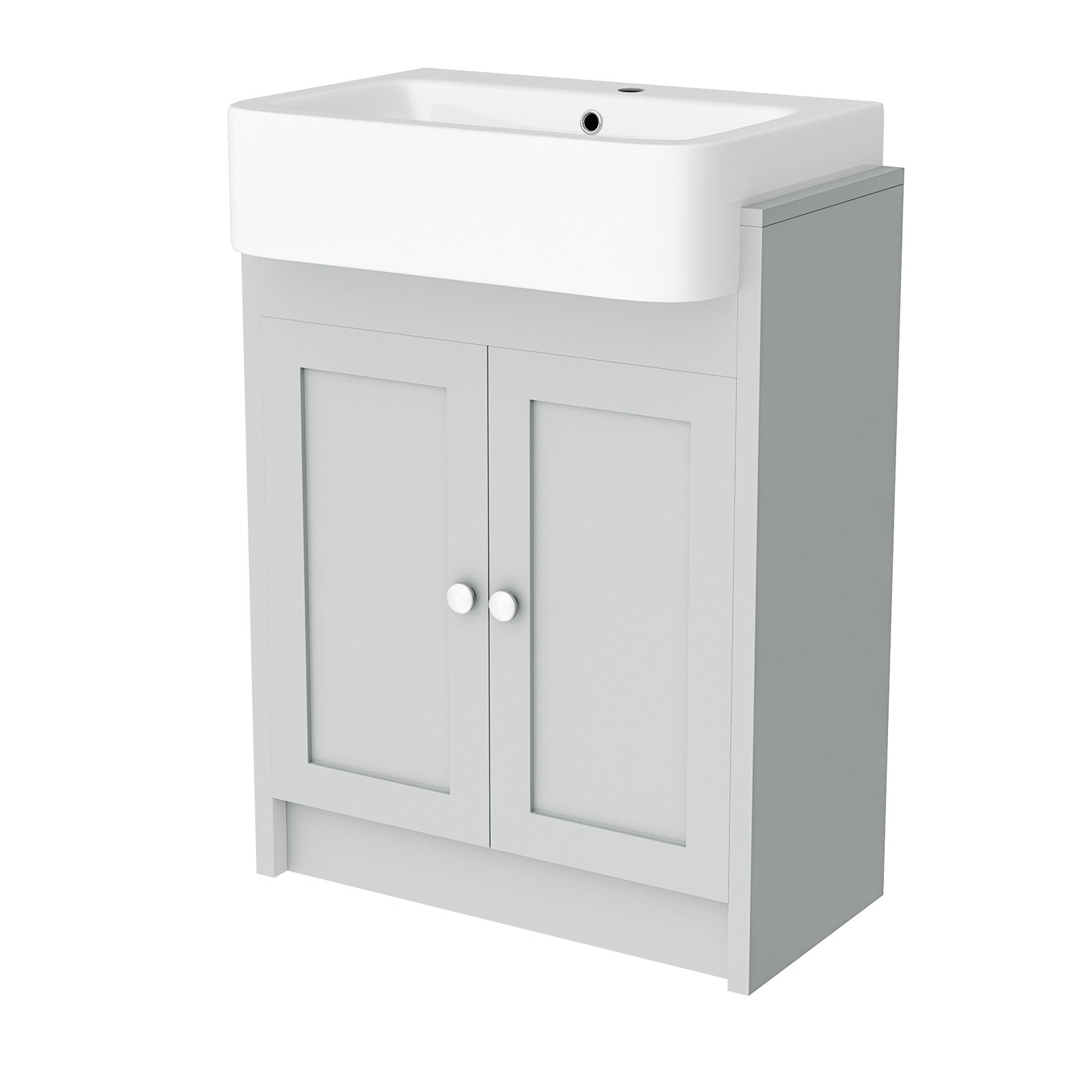 Matte Grey 600mm Traditional Vanity Basin Sink Cabinet & Ceramic Basin