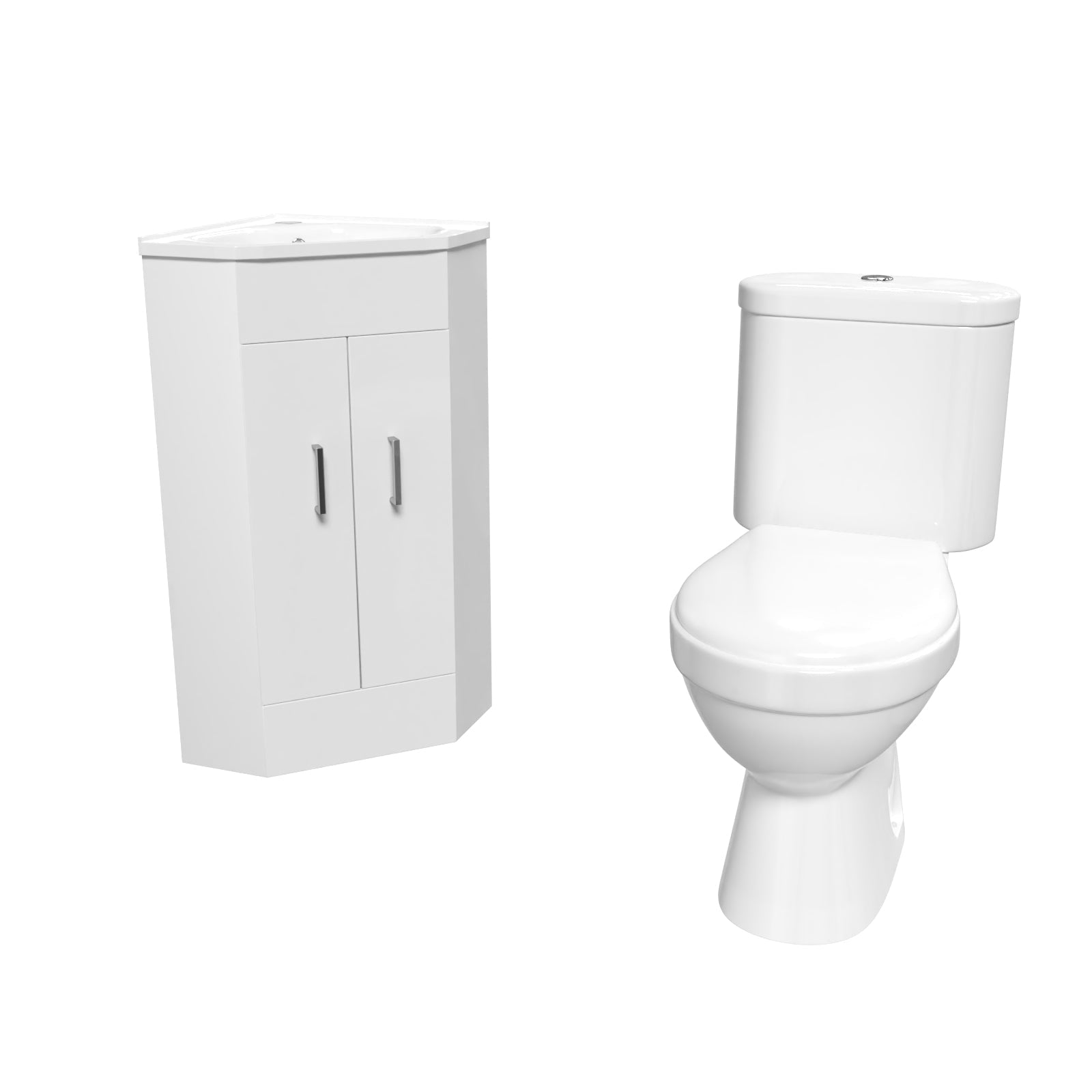 Nanuya White Corner Vanity Unit with Ceramic Basin & Toilet Set