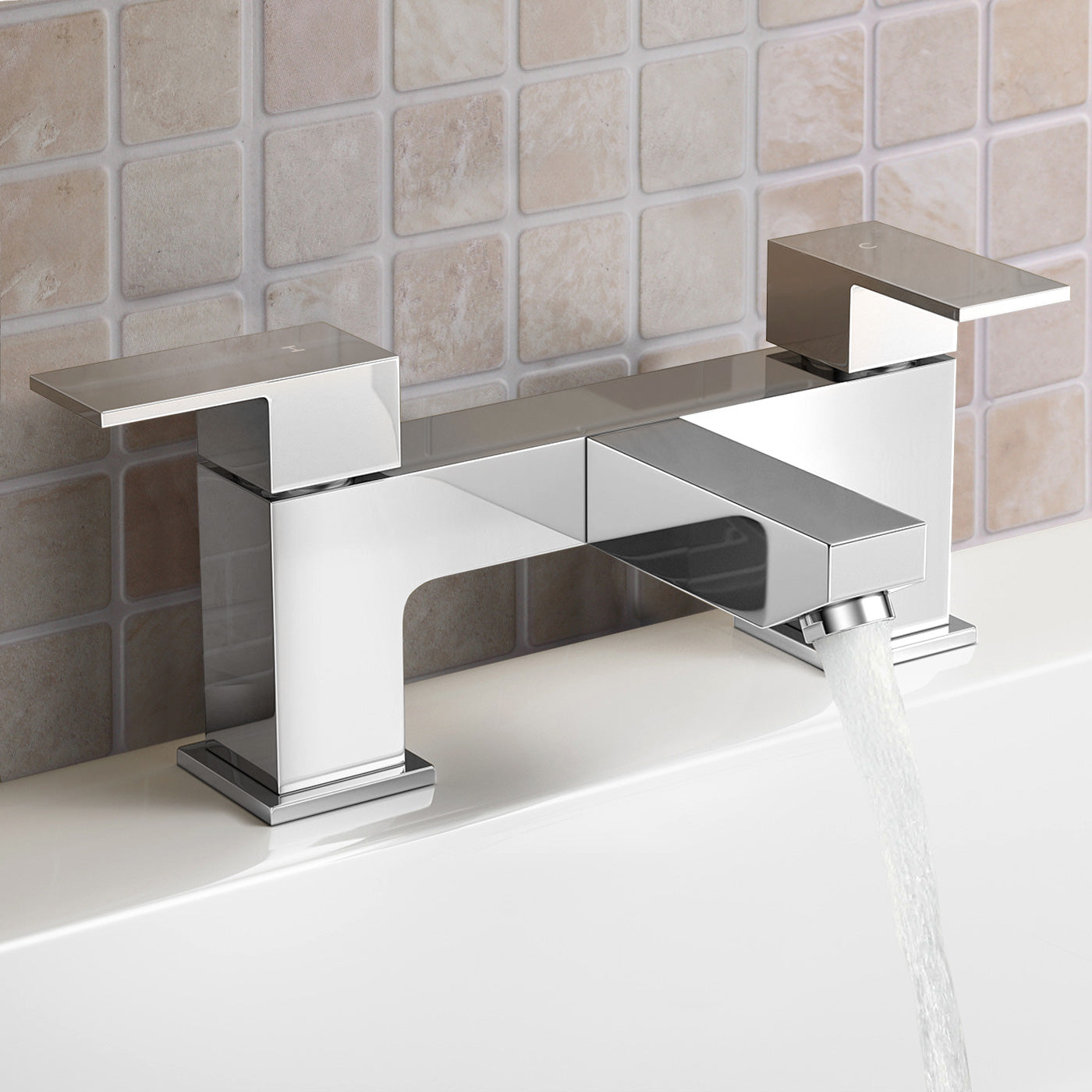 Brayton Modern Chrome Set Of Basin Sink Mixer Tap And Bath Filler + Waste