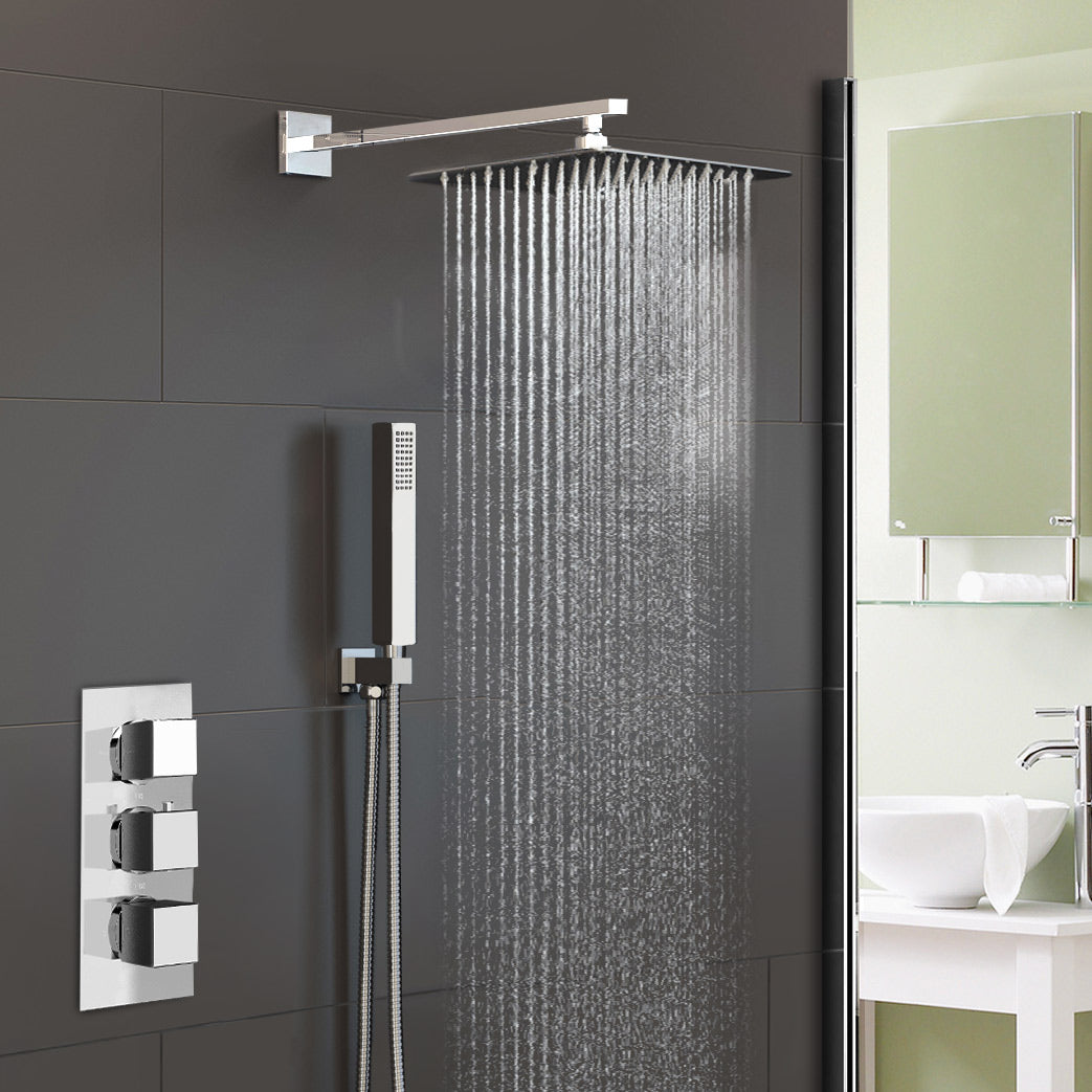 Cameo 3 Dial 2 Way Square Set - Shower Head & Rail Handset