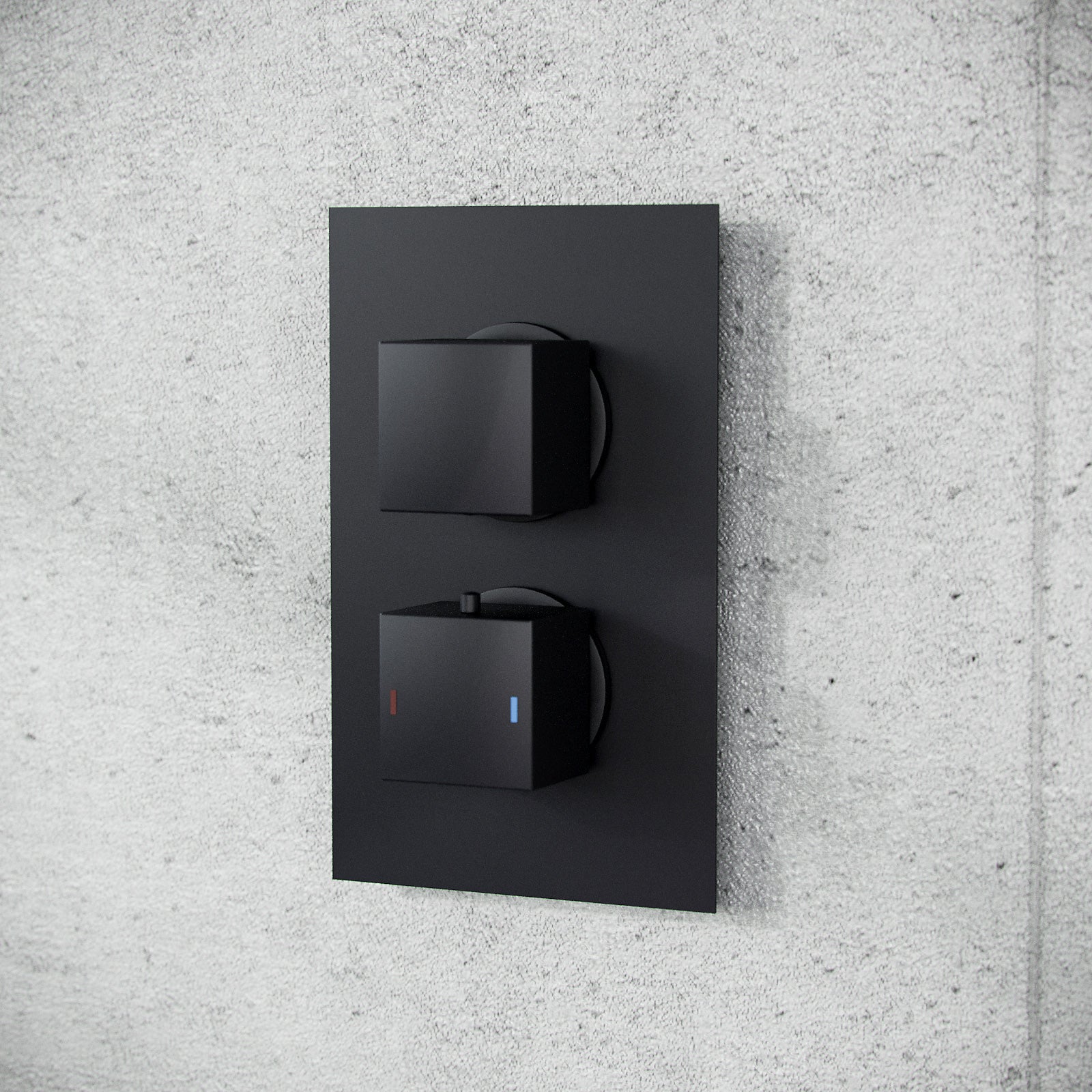 Temel Matt Black Rainfall Shower Head with Hand Held and Thermostatic Valve Set