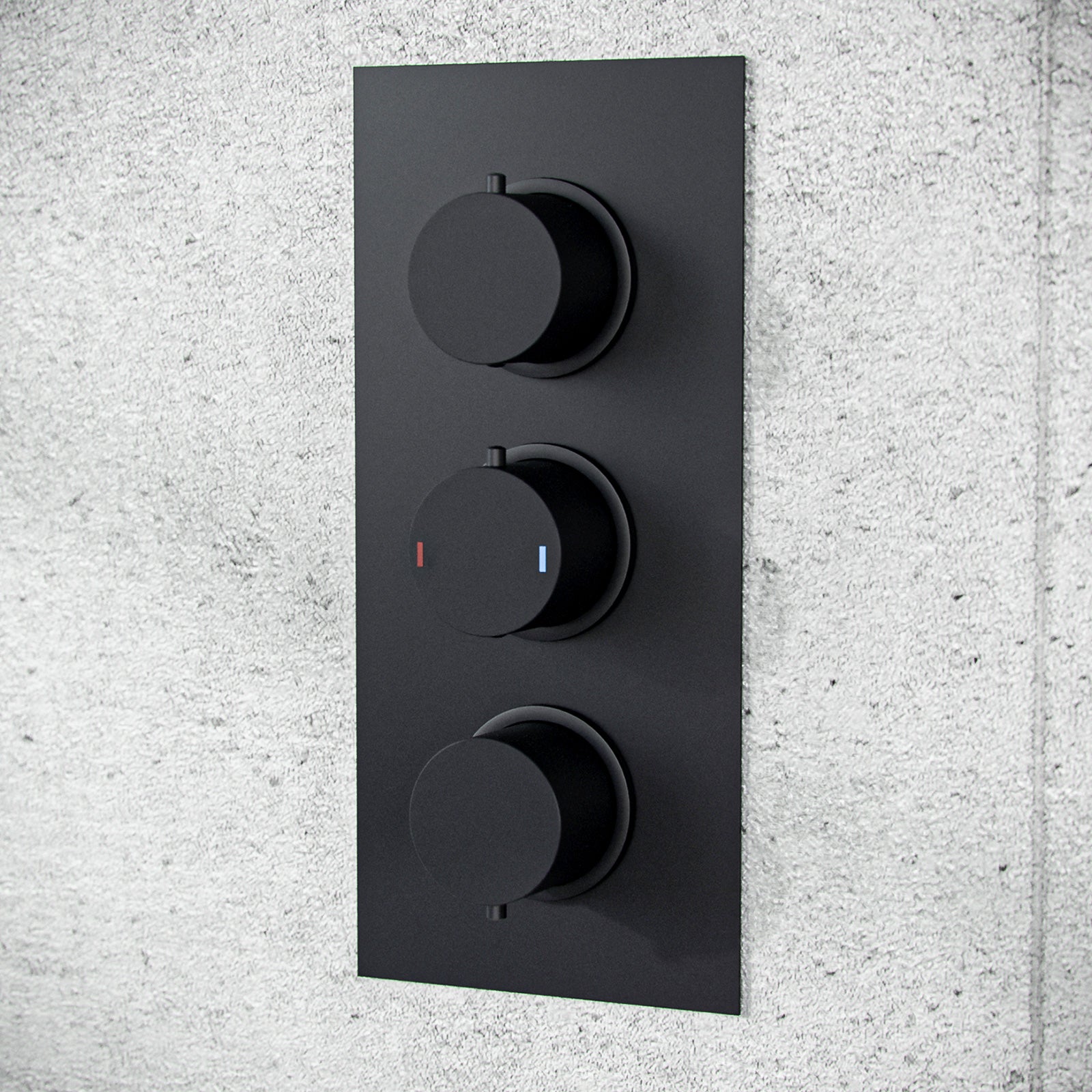 Temel Round Black Matt Rainfall Shower Head and Hand Held Thermostatic Control