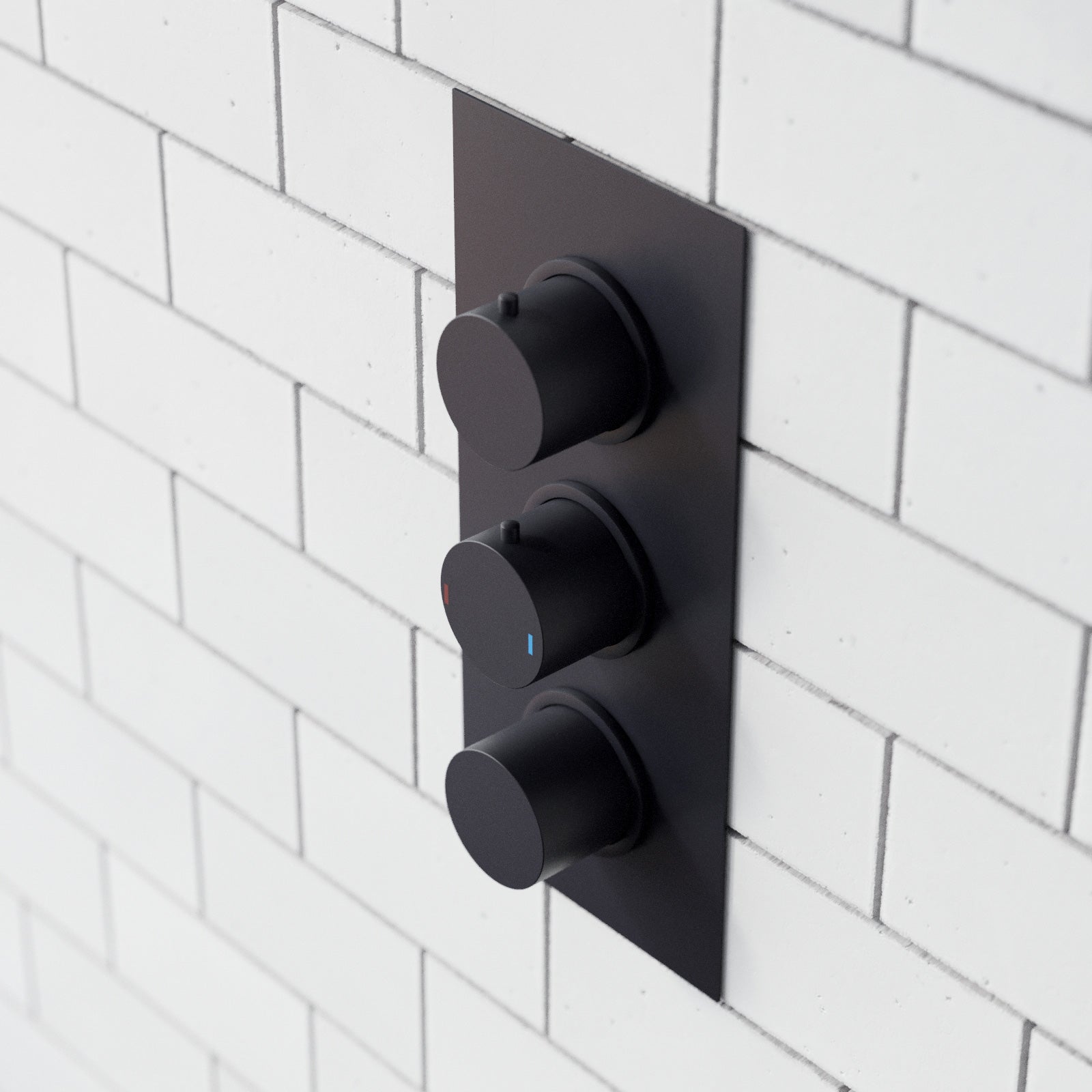 Wilden 3 Dial 3 Way Concealed Thermostatic Shower Mixer, Head & Handset Set Black Matte