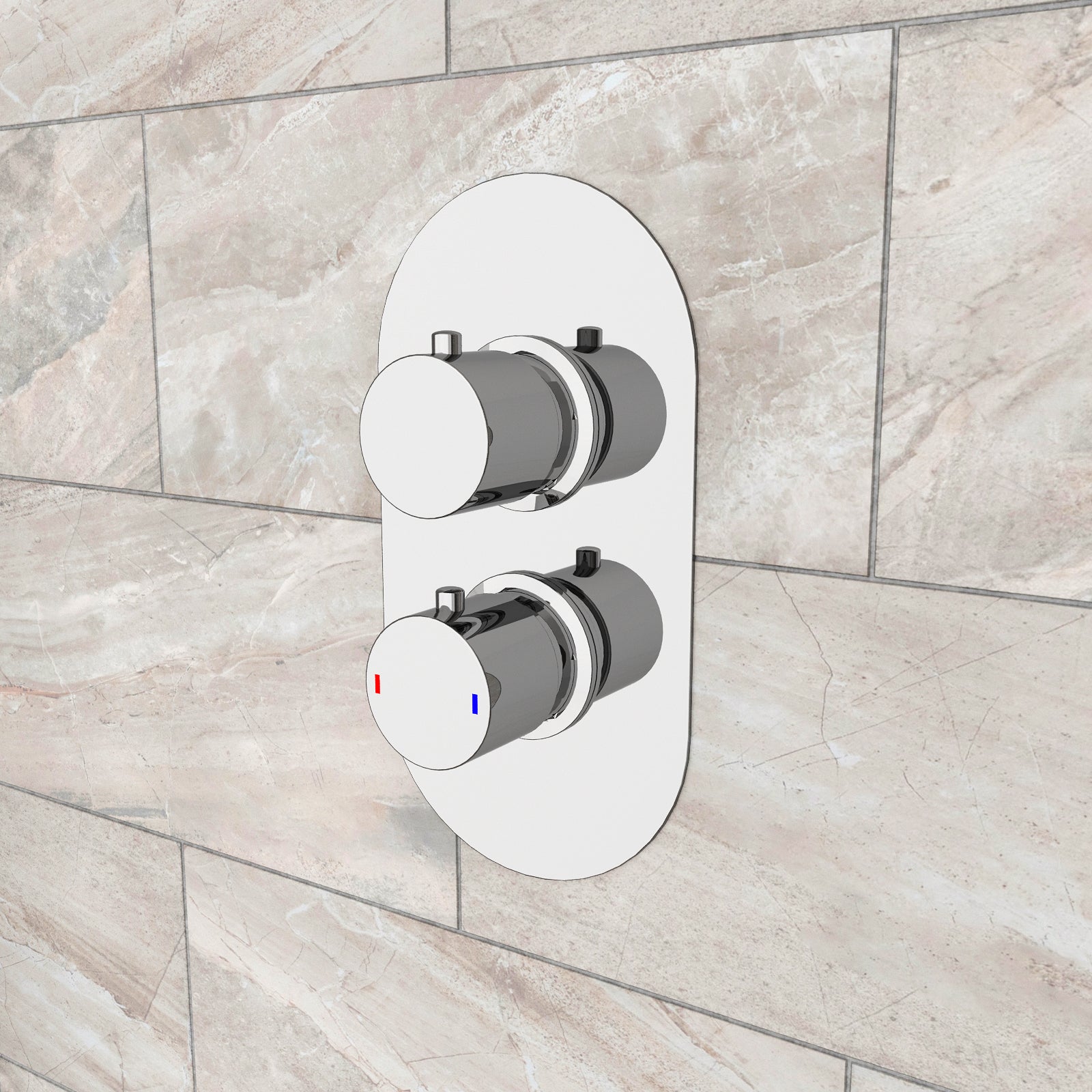 Modern Chrome Round 1-Way Concealed Thermostatic Shower Mixer Valve