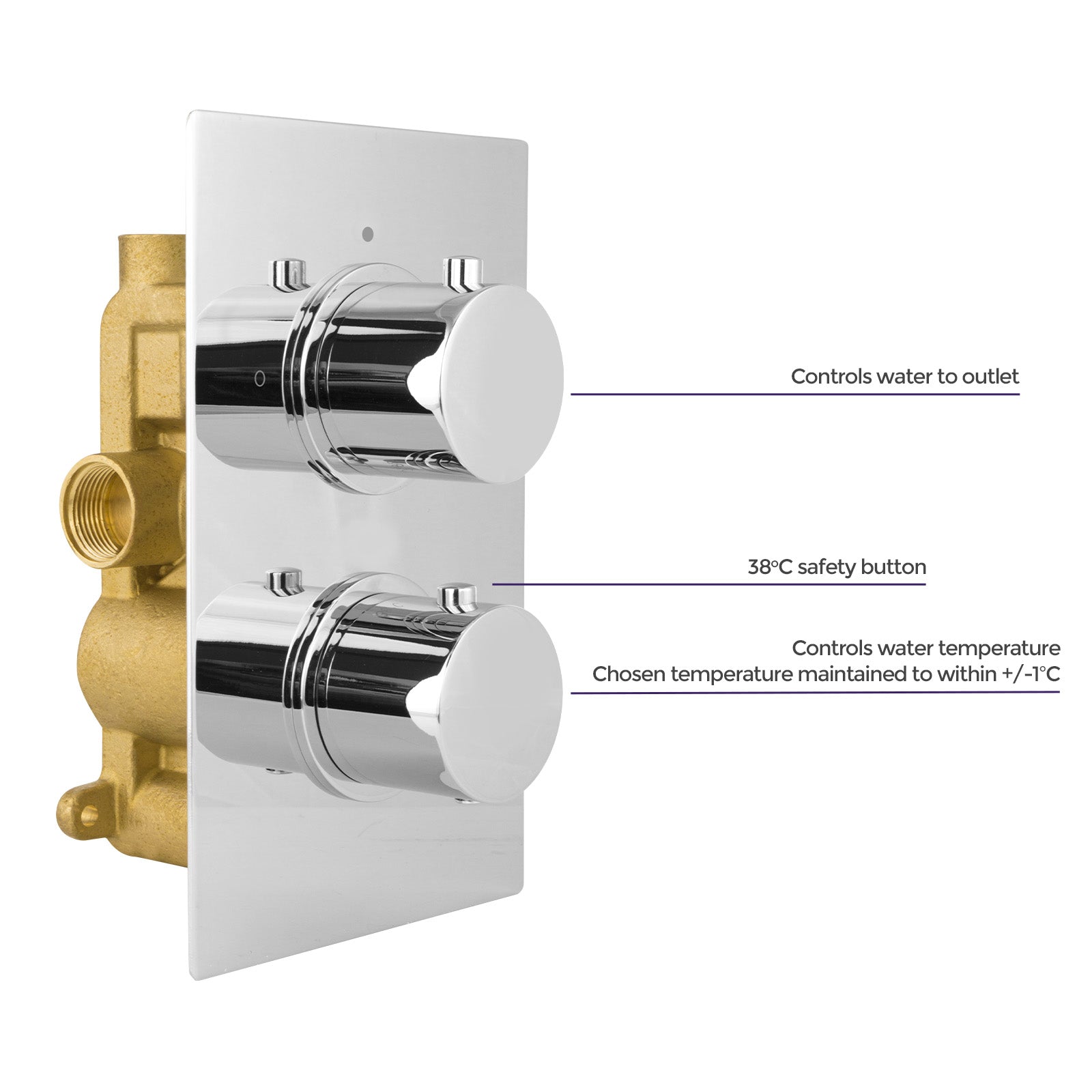 2 Dial 1 Round Outlet Concealed Thermostatic Shower