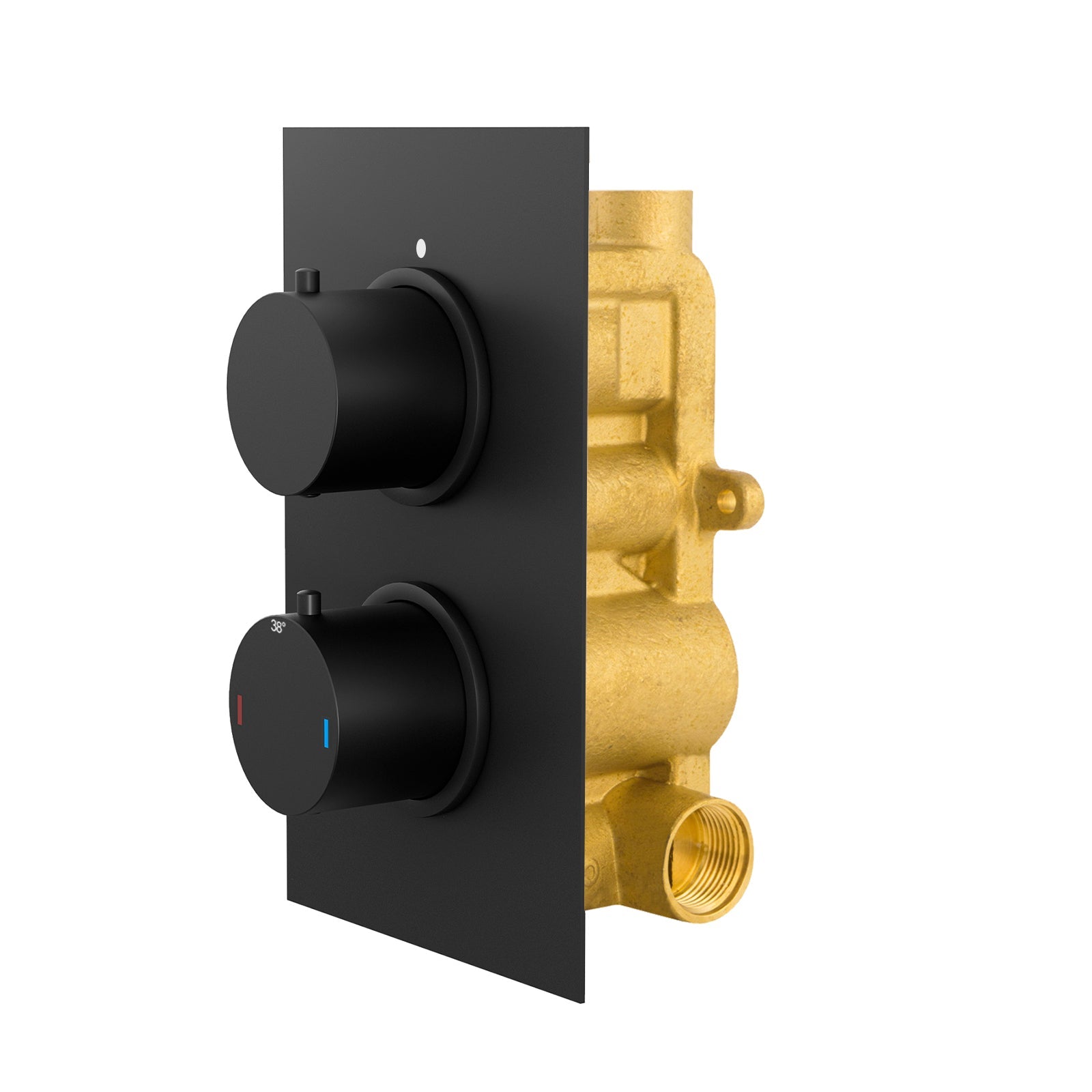 2 Dial 1 Outlet Concealed Matt Black Thermostatic Shower Round Refined Valve