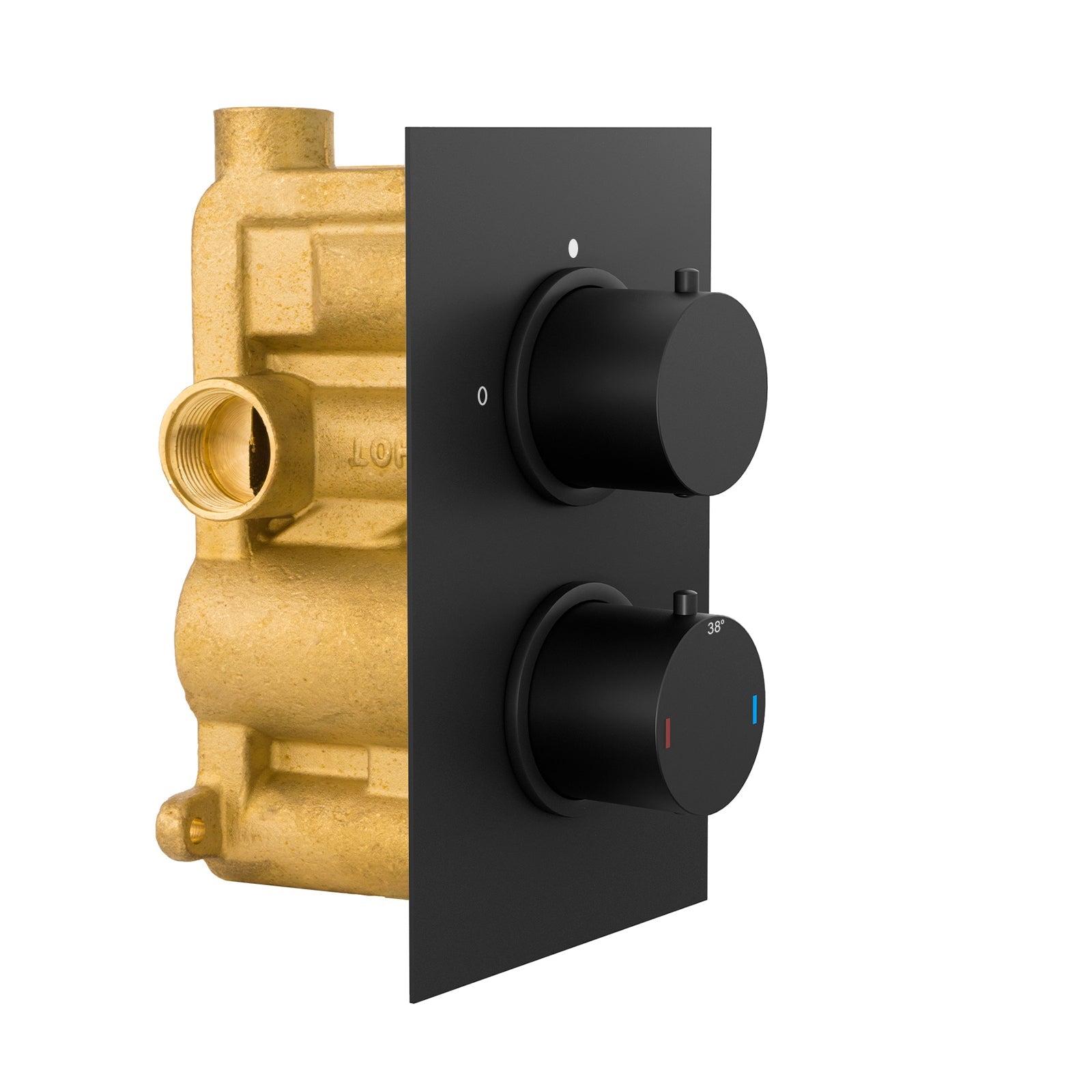 2 Dial 1 Outlet Concealed Matt Black Thermostatic Shower Round Refined Valve