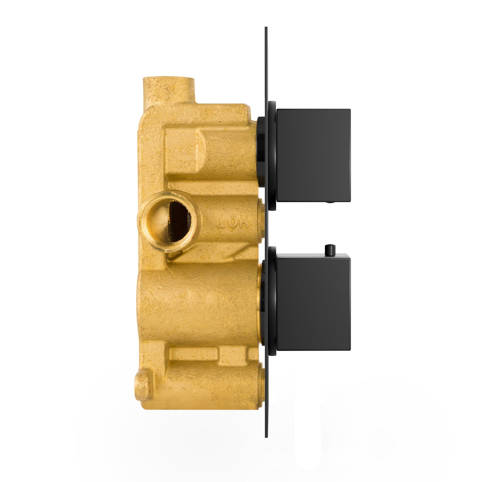 2 Dial 1 Outlet Concealed Thermostatic Shower Square Refined Valve Matte Black