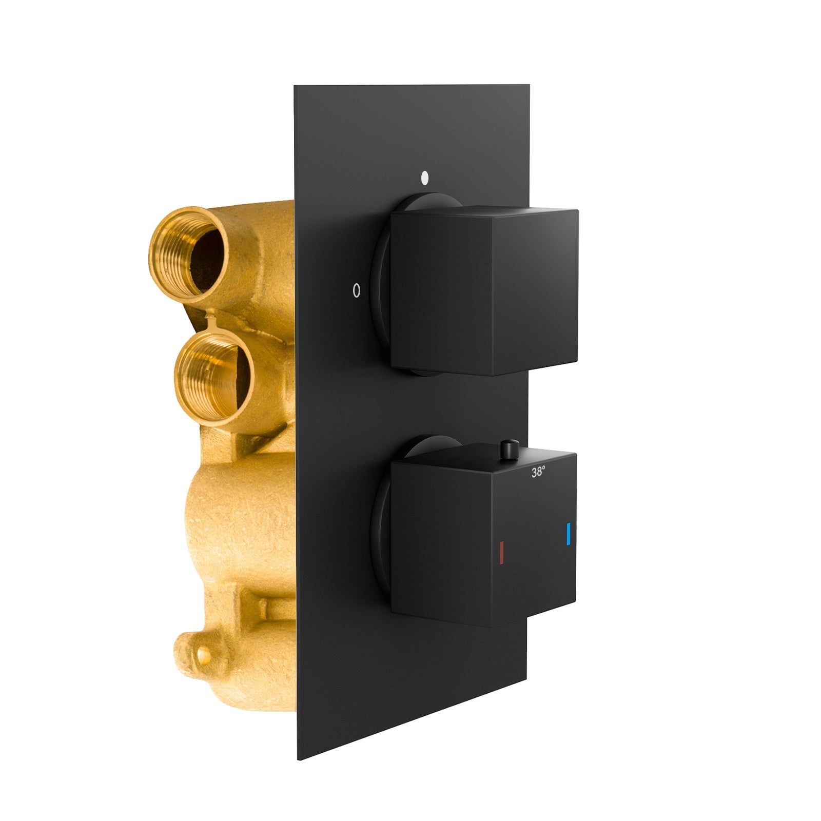 Square 2 Way Concealed Thermostatic Shower Mixer Valve Black Matte