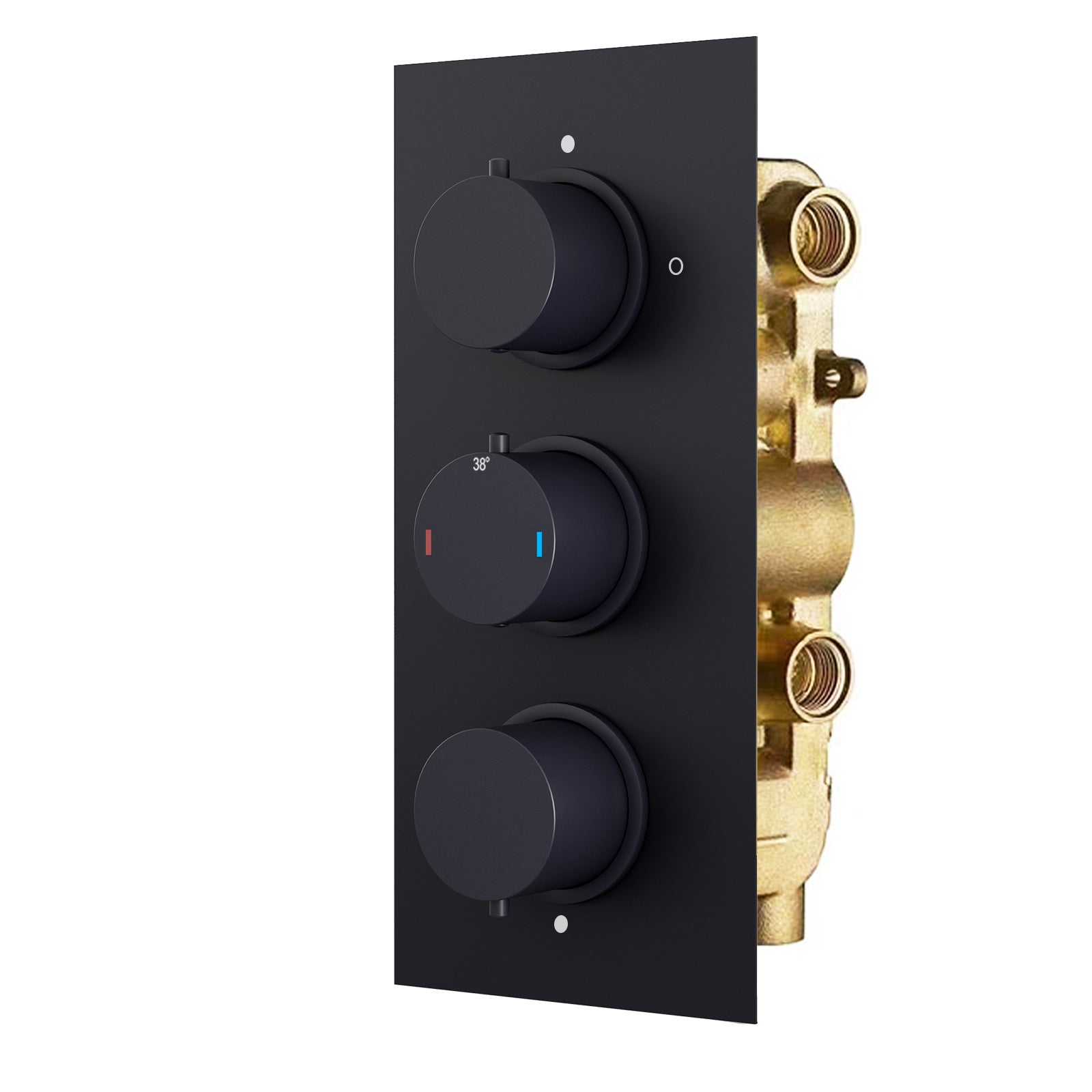 3 Dial 3 Way Round Concealed Thermostatic Shower Valve - Matt Black