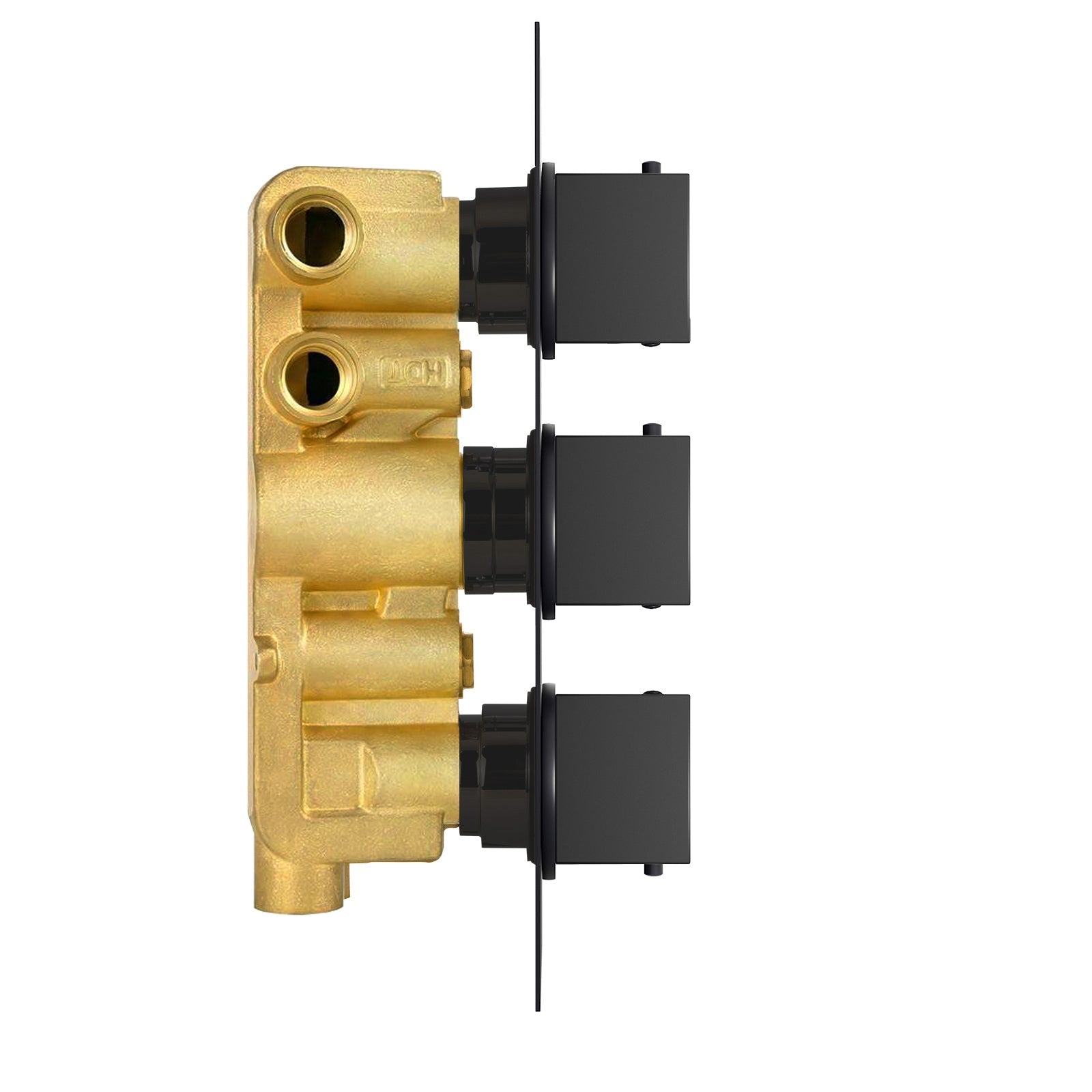 Matt Black 3 Dial 3 Way Square Concealed Thermostatic Shower Valve