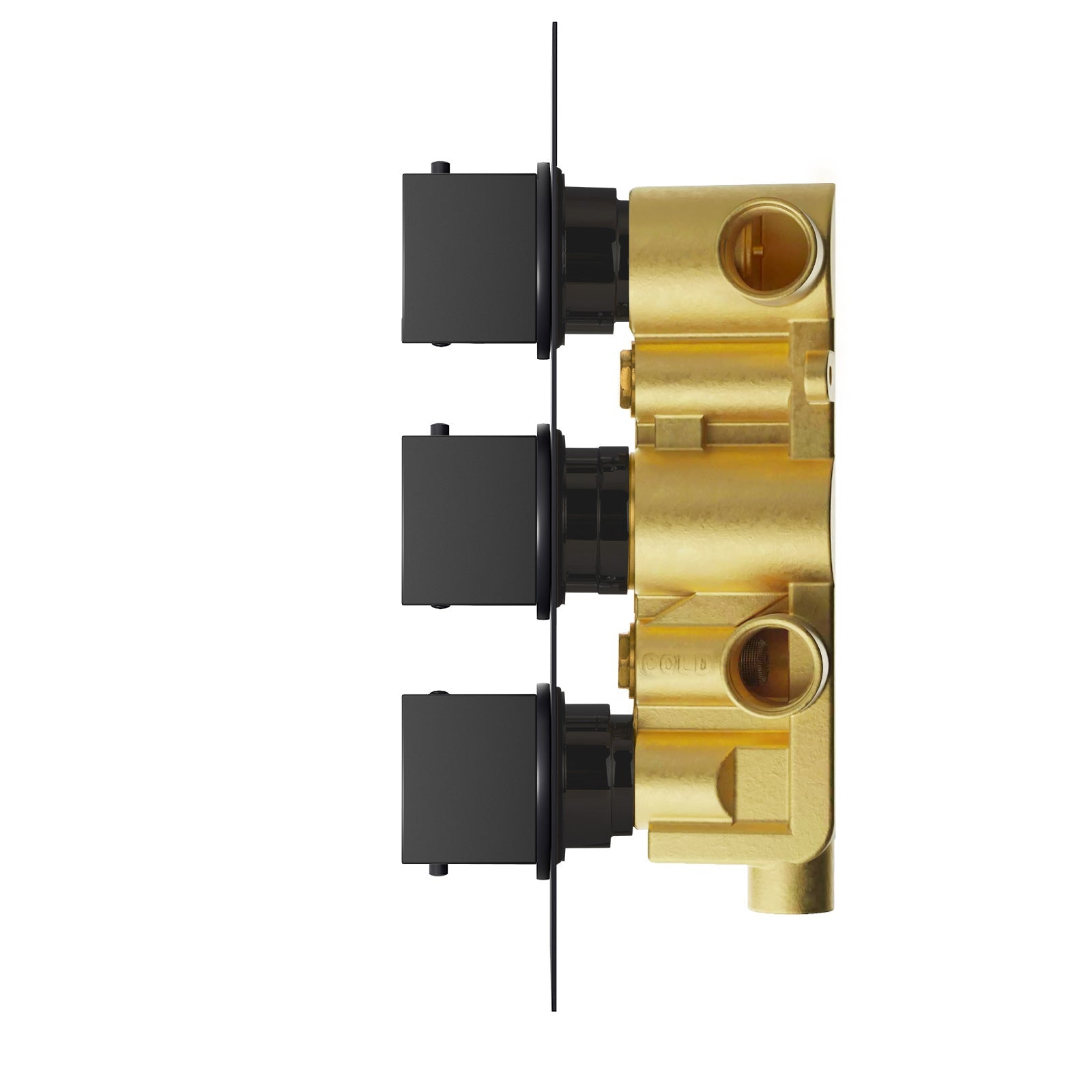 Matt Black 3 Dial 3 Way Square Concealed Thermostatic Shower Valve