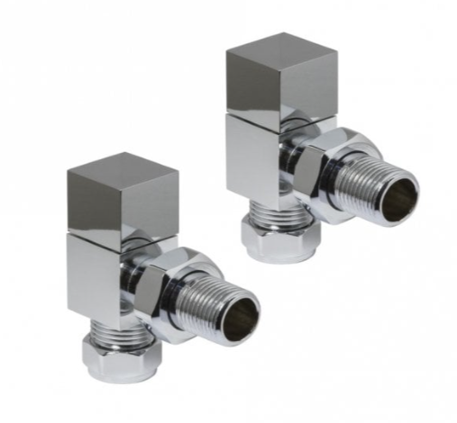 Kartell Square Angled Valve Chrome Radiator Valve - CUBE-ANG