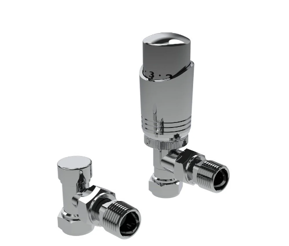 Kartell Twin Pack Thermostatic Radiator Valve Chrome Angled - CR-TRV301A