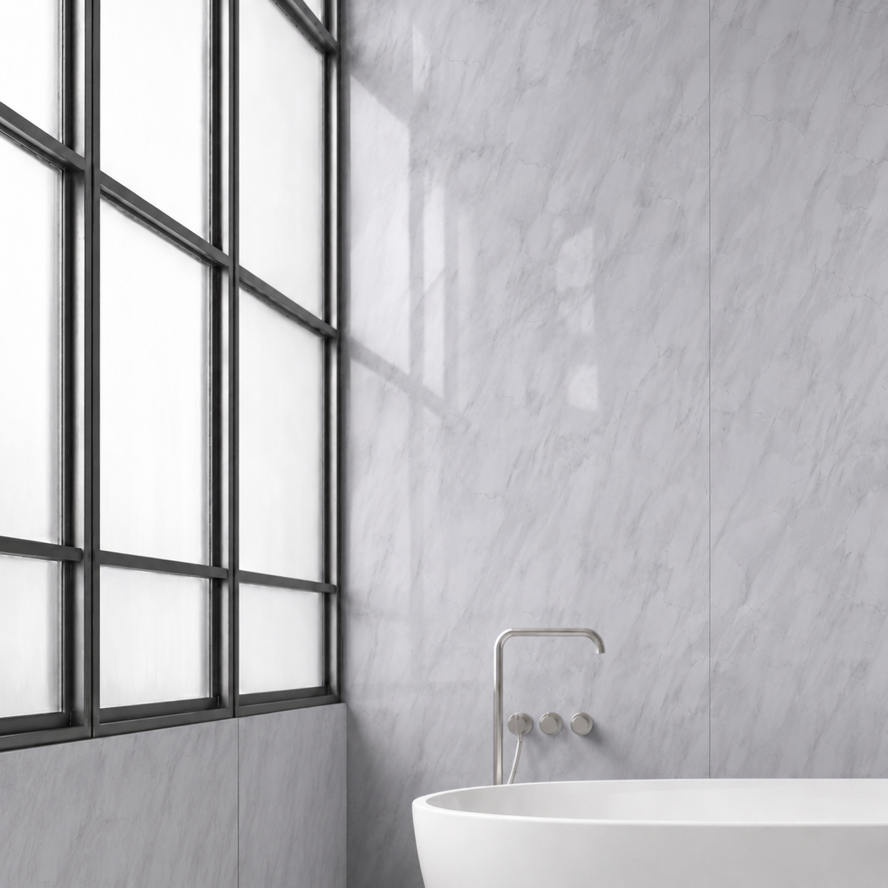 Light Grey Marble Gloss PVC Shower Wall Panel 1000mm x 2400mm x 10mm