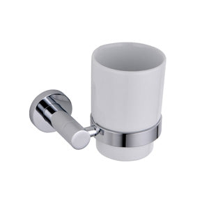 Round Single Glass Tumbler & Holder Chrome