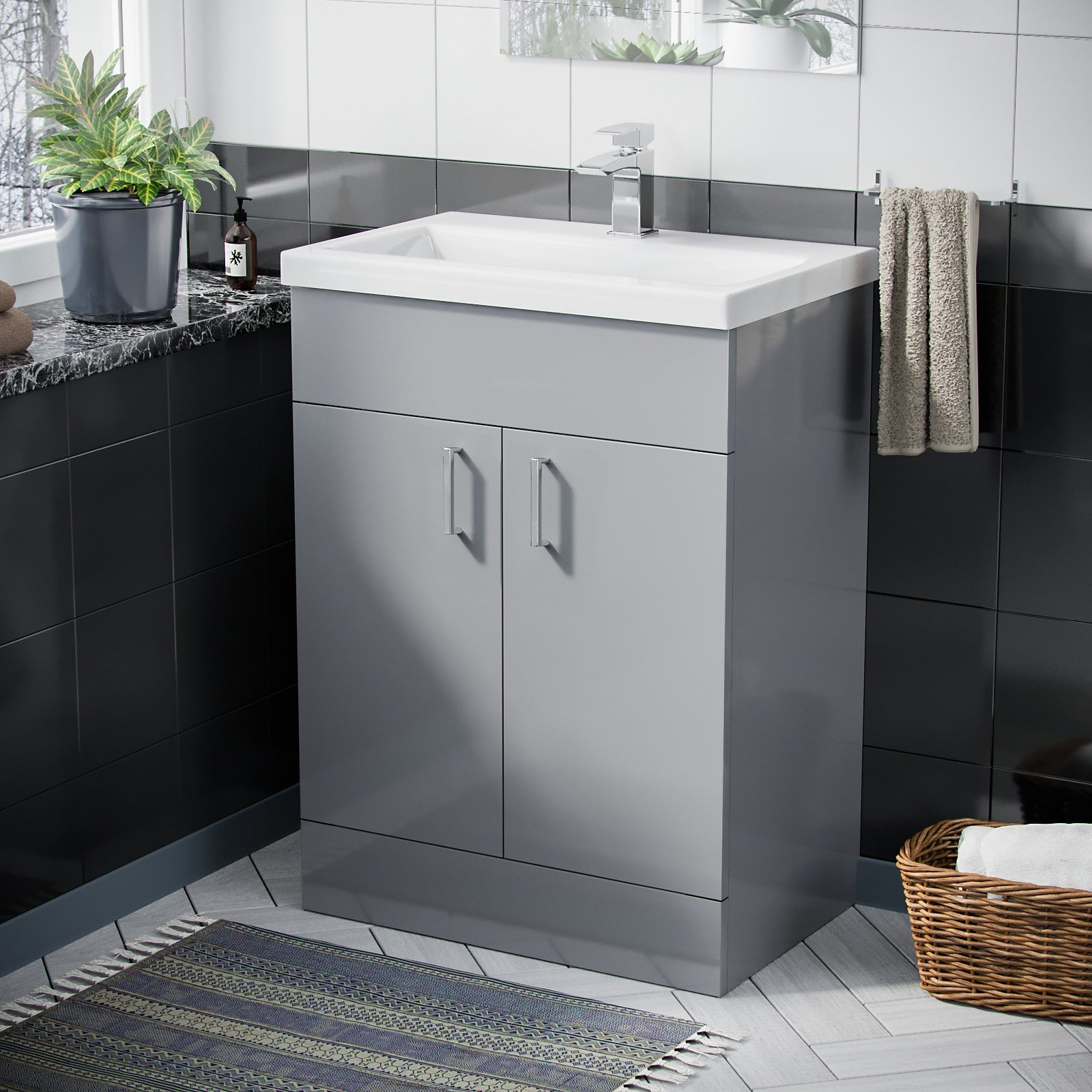 Nanuya Light Grey 600mm Basin Floor Standing Vanity Unit