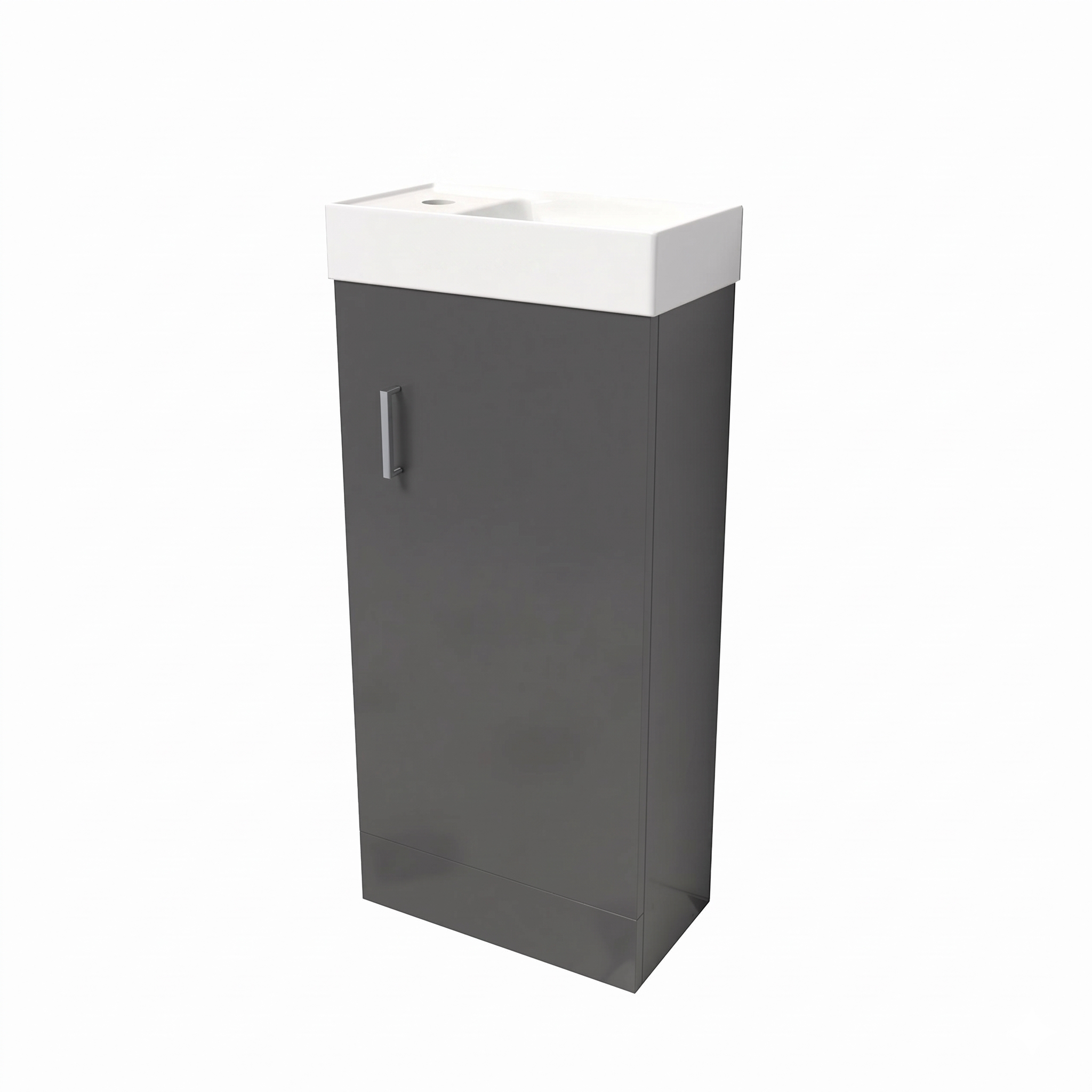 Small Bathroom Suite - Nanuya 400mm Anthracite Cloakroom Basin Vanity Unit with Close Coupled Toilet & 1500mm Standard Round Single Ended Bath
