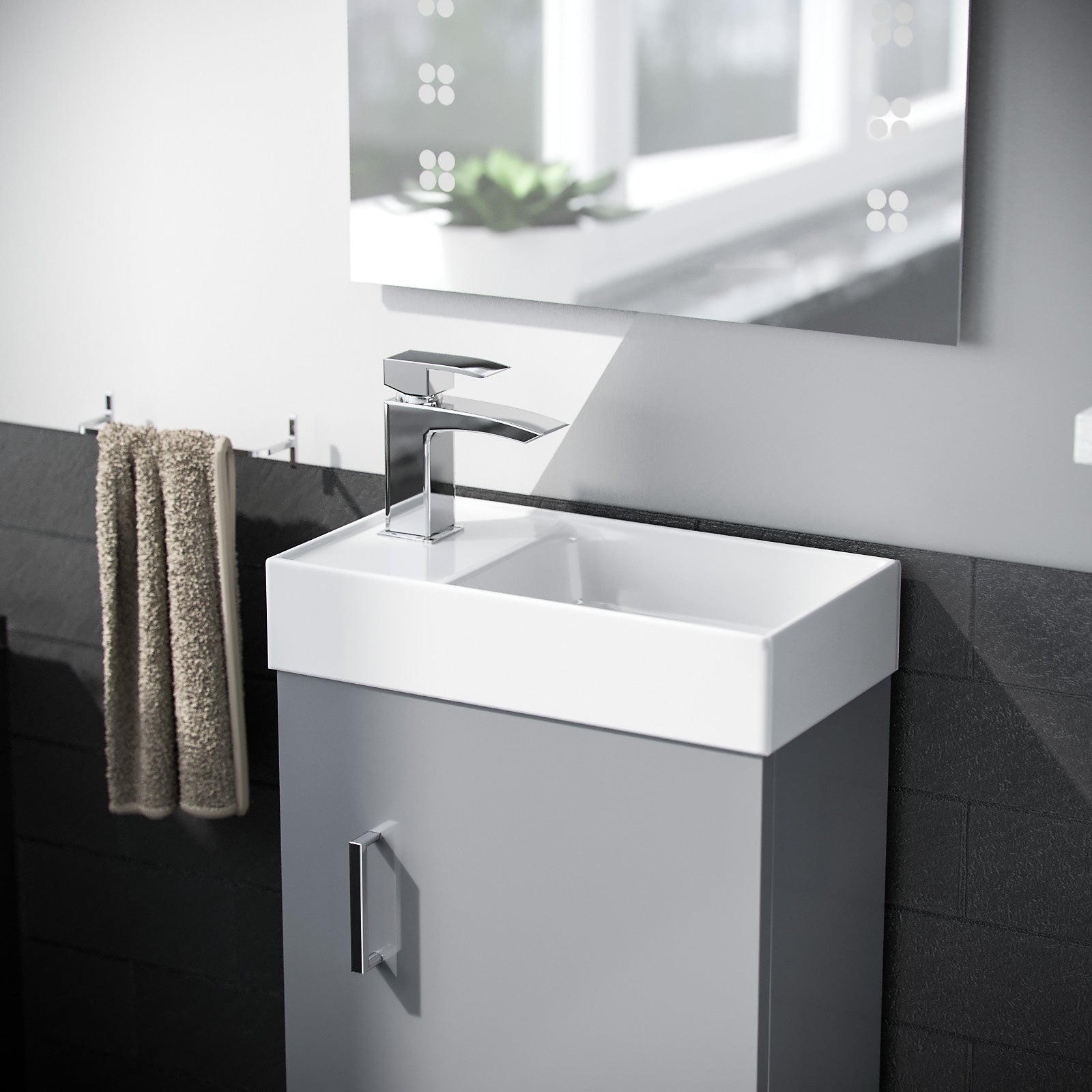 Nanuya 400mm Vanity Basin Unit & Close Coupled Toilet Grey