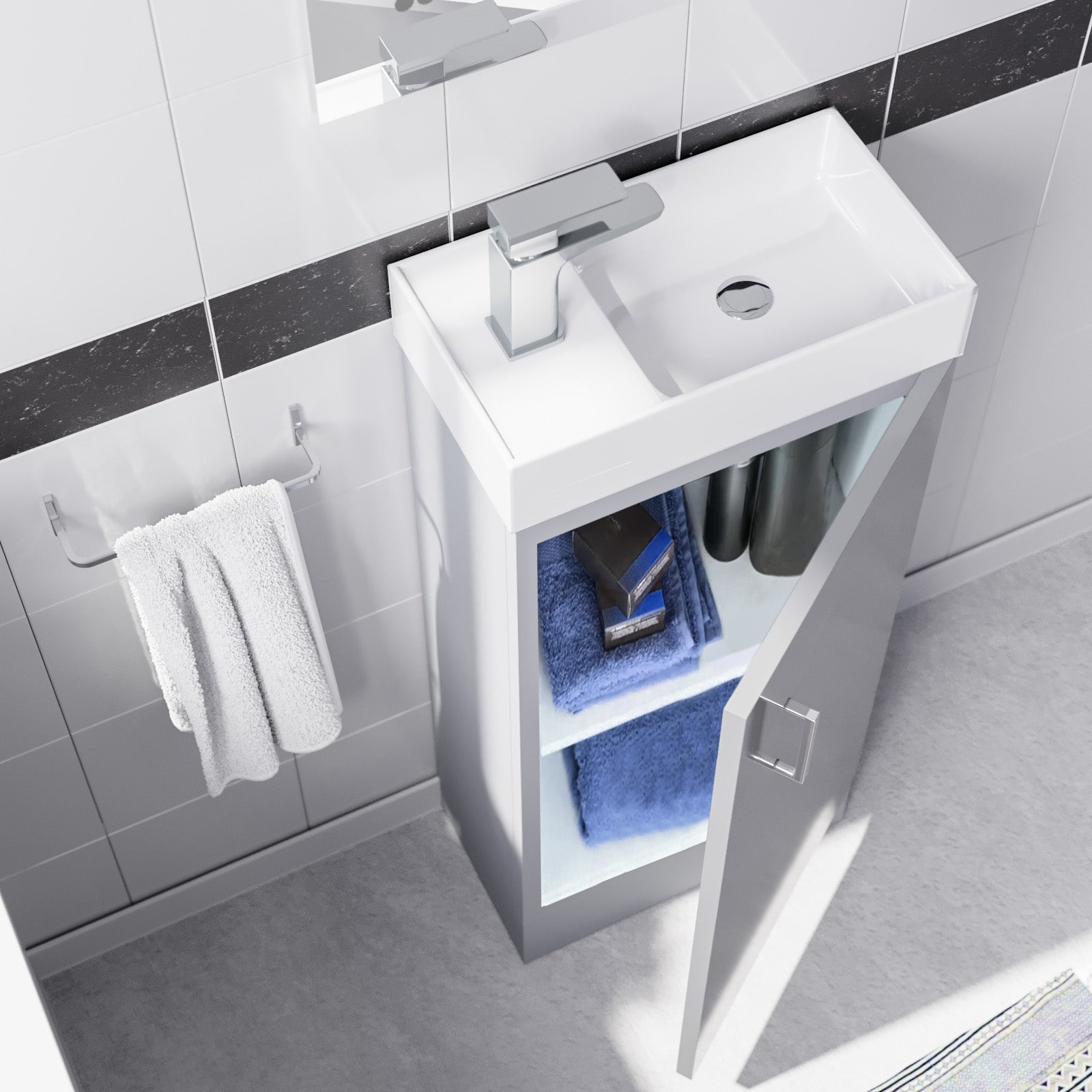 Nanuya 400mm Matte Grey Bathroom Basin Sink Vanity Unit Cabinet