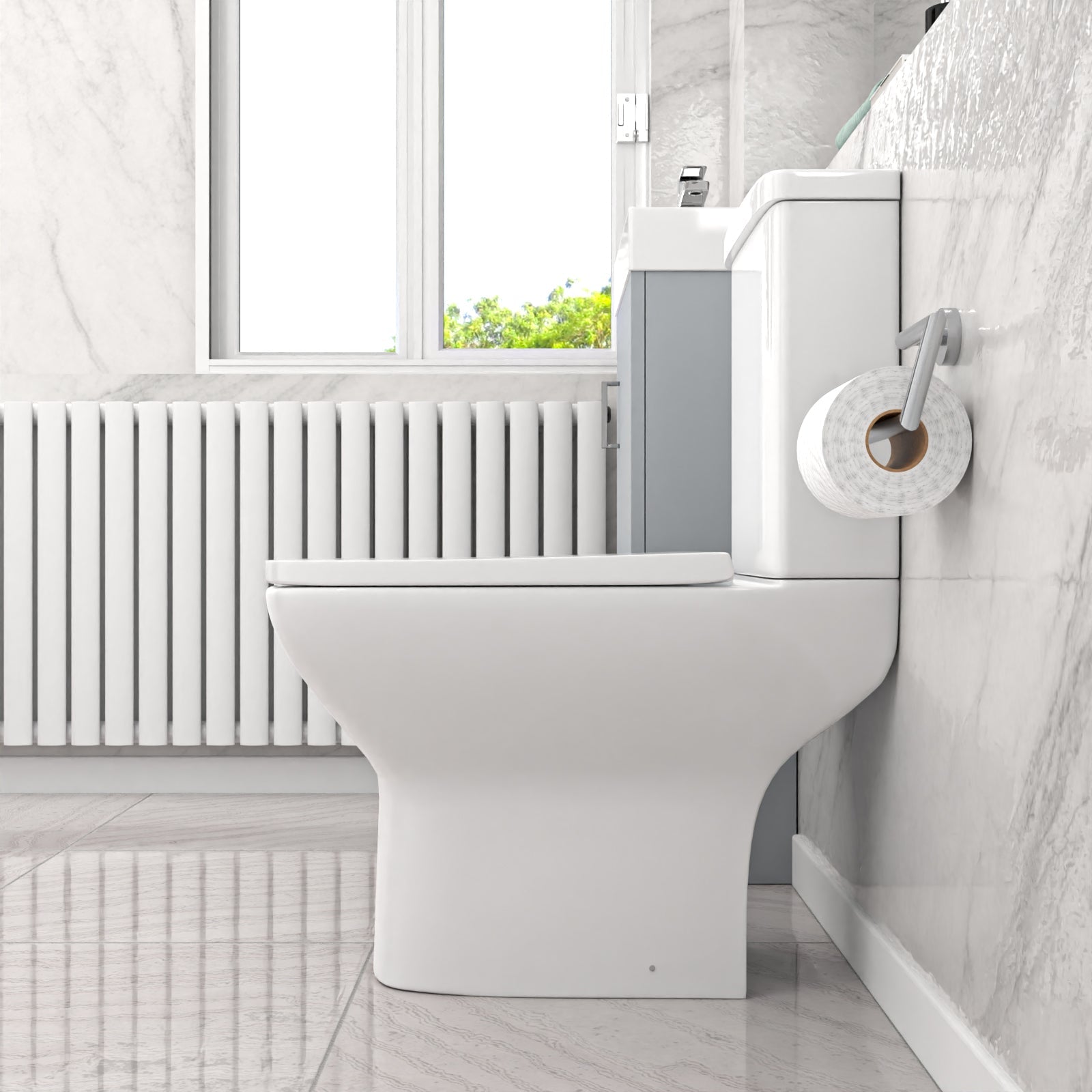 Nanuya Matte Grey 400mm Cloakroom Vanity Basin Unit & Close Coupled Toilet