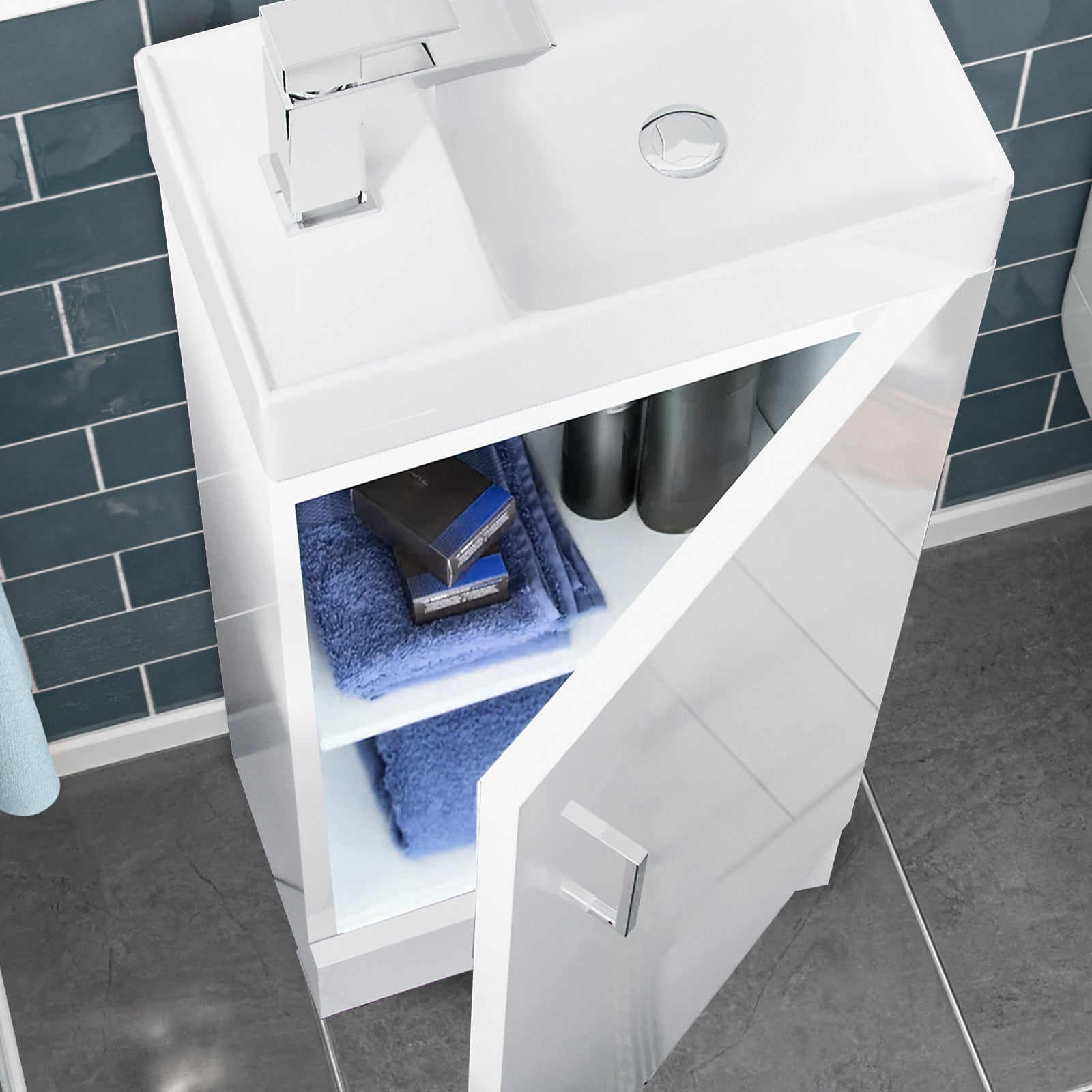 Nanuya 400mm White Basin Vanity & Square Rimless Close Coupled Toilet
