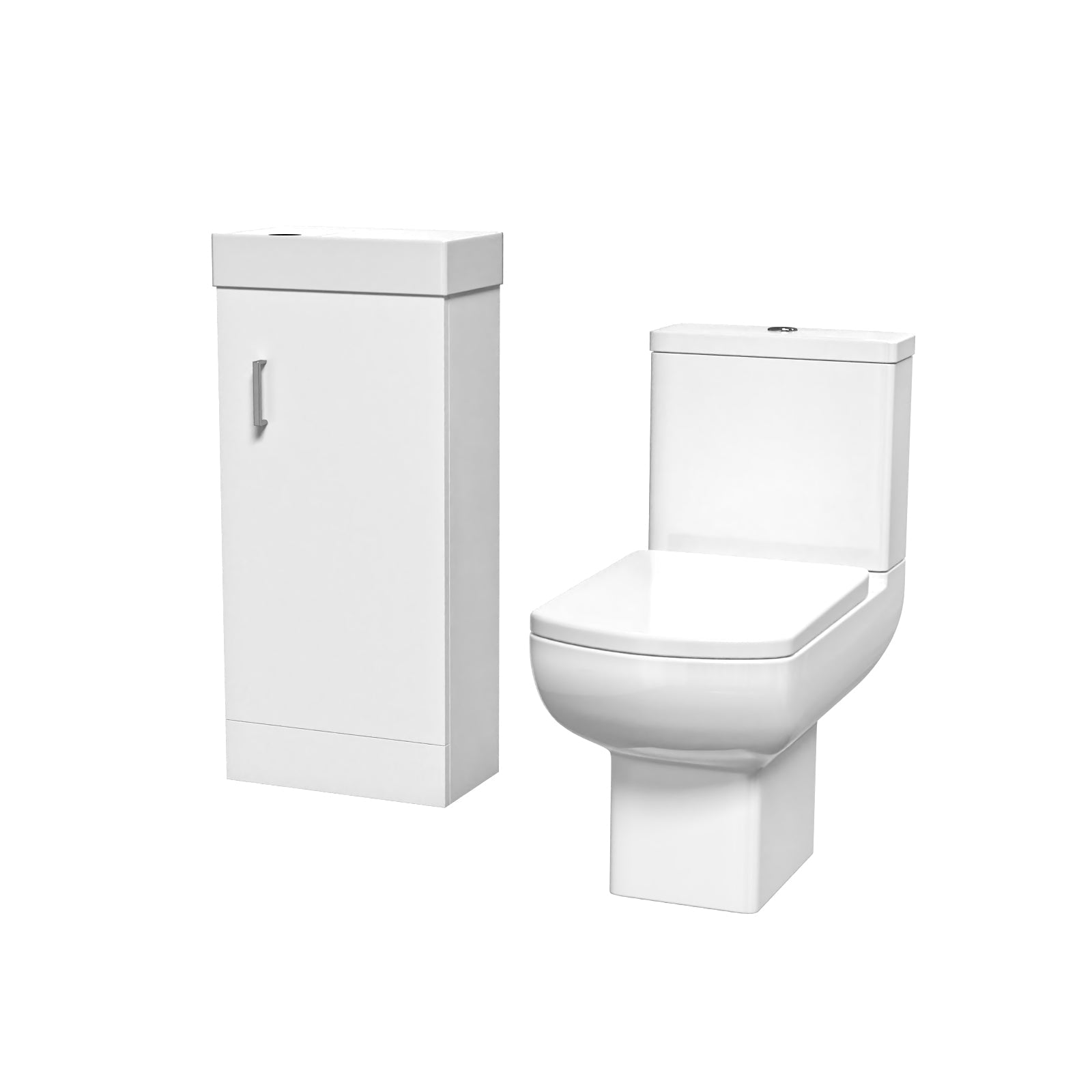 Nanuya 400mm White Basin Vanity & Square Rimless Close Coupled Toilet