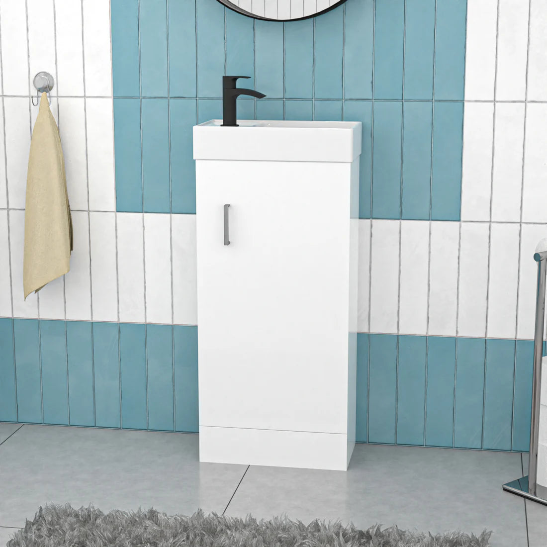 Nanuya 400mm Cloakroom Vanity Basin Unit, Mono Mixer Tap, Overflow & Waste