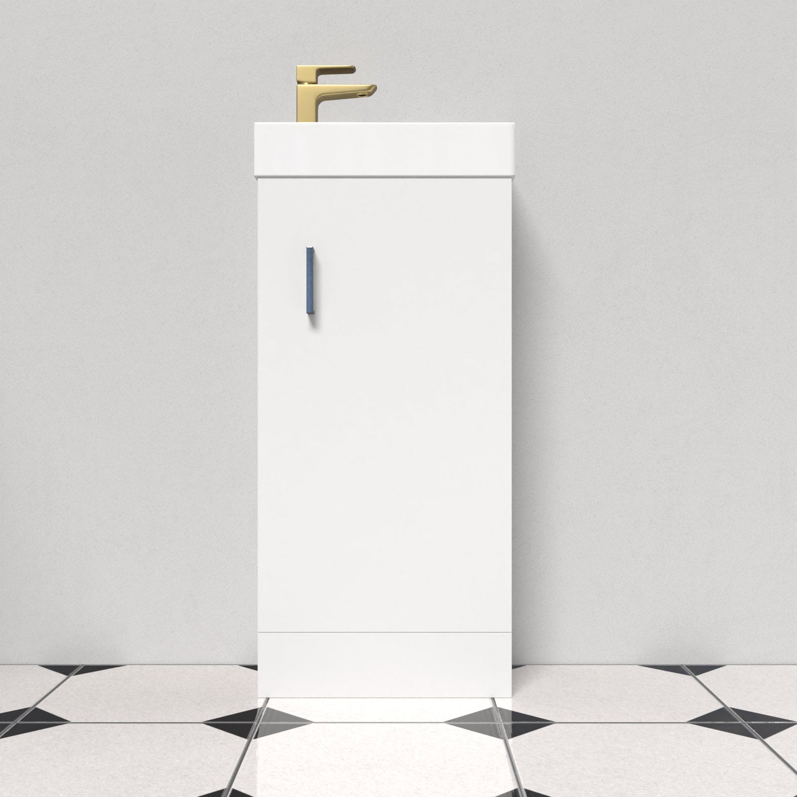 Carlton White Floorstanding 400mm Vanity Unit & Square Basin Mixer Tap