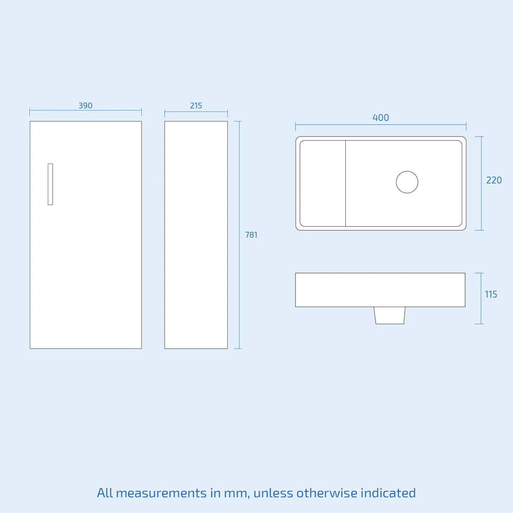 Nanuya Matte Grey 400mm Basin Sink Vanity Unit and WC Toilet Pan