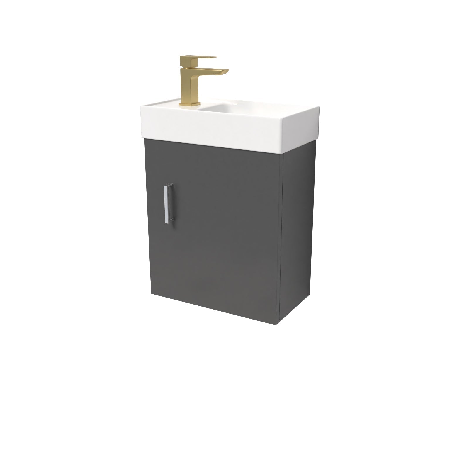 Nanuya Dark Grey Wall Hung 400mm Vanity Unit & Square Basin Mono Mixer Tap