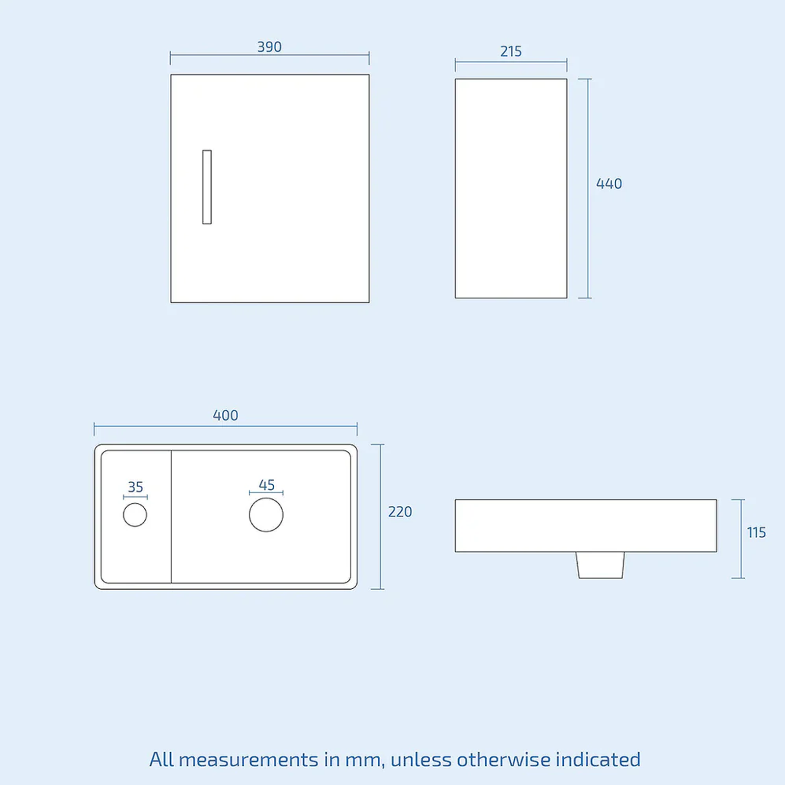 Nanuya Cloakroom 400mm White Wall Hung Vanity Basin Unit & Close Coupled Toilet with Soft Close Seat