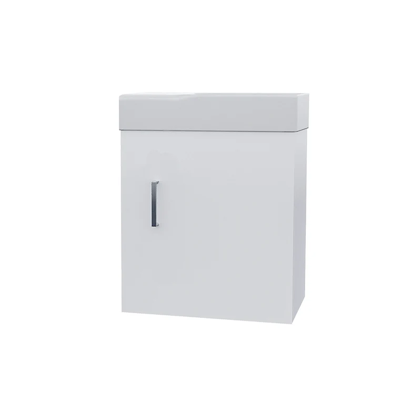 Nanuya Cloakroom 400mm White Wall Hung Vanity Basin Unit & Close Coupled Toilet with Soft Close Seat