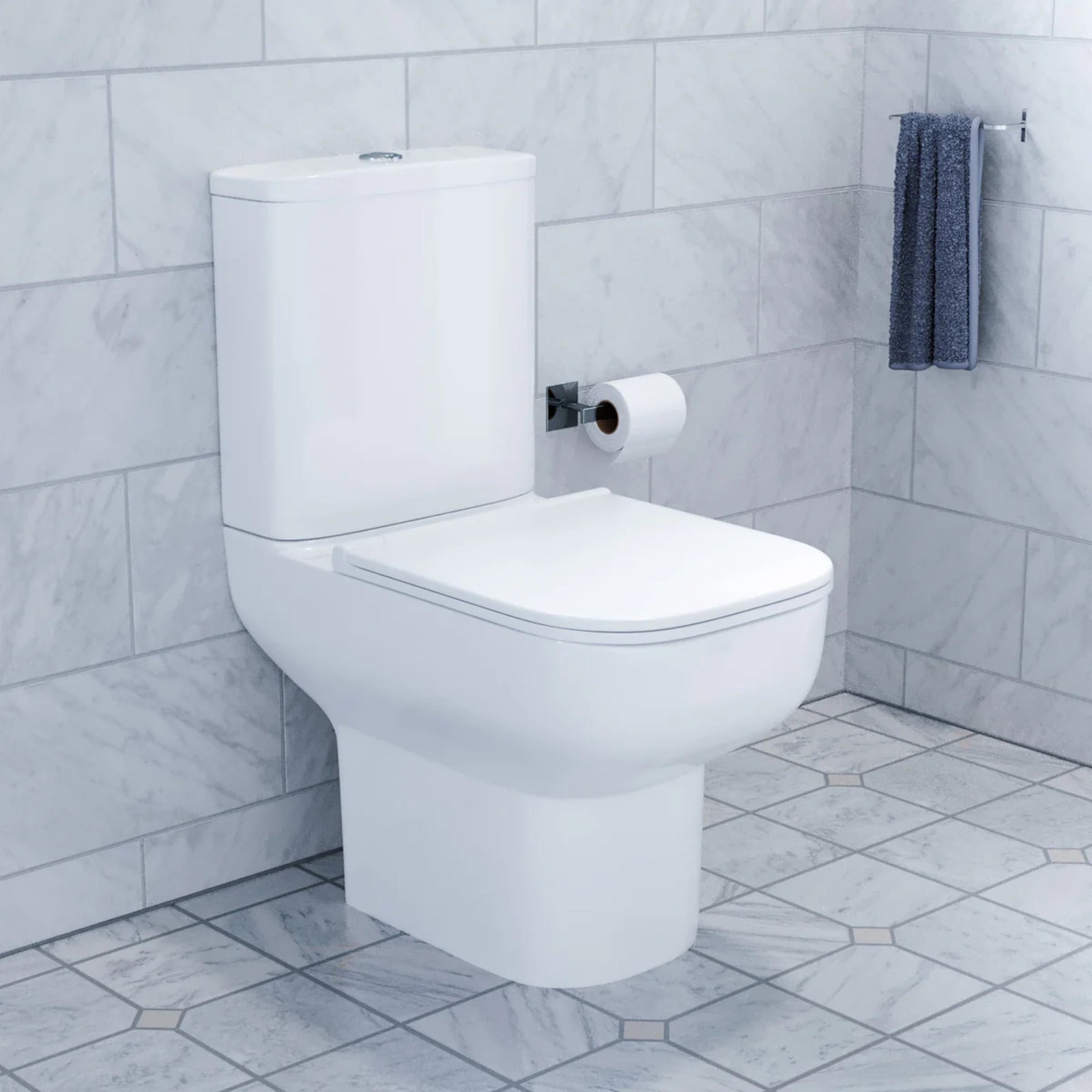 White 400mm Wall Hung Vanity and Close Coupled Toilet with Soft Close Seat