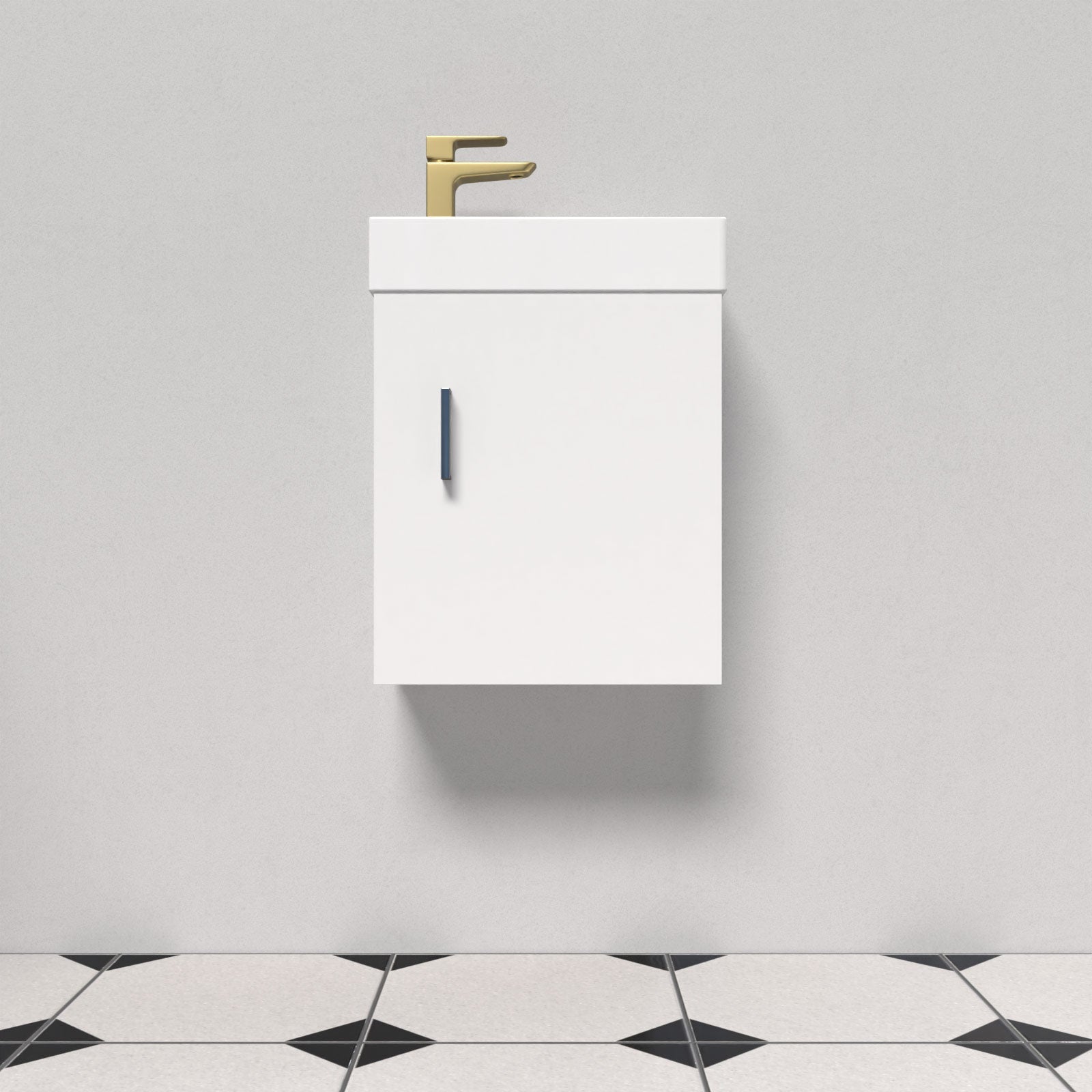 Nanuya White Wall Hung 400mm Vanity Unit & Square Basin Mono Mixer Tap