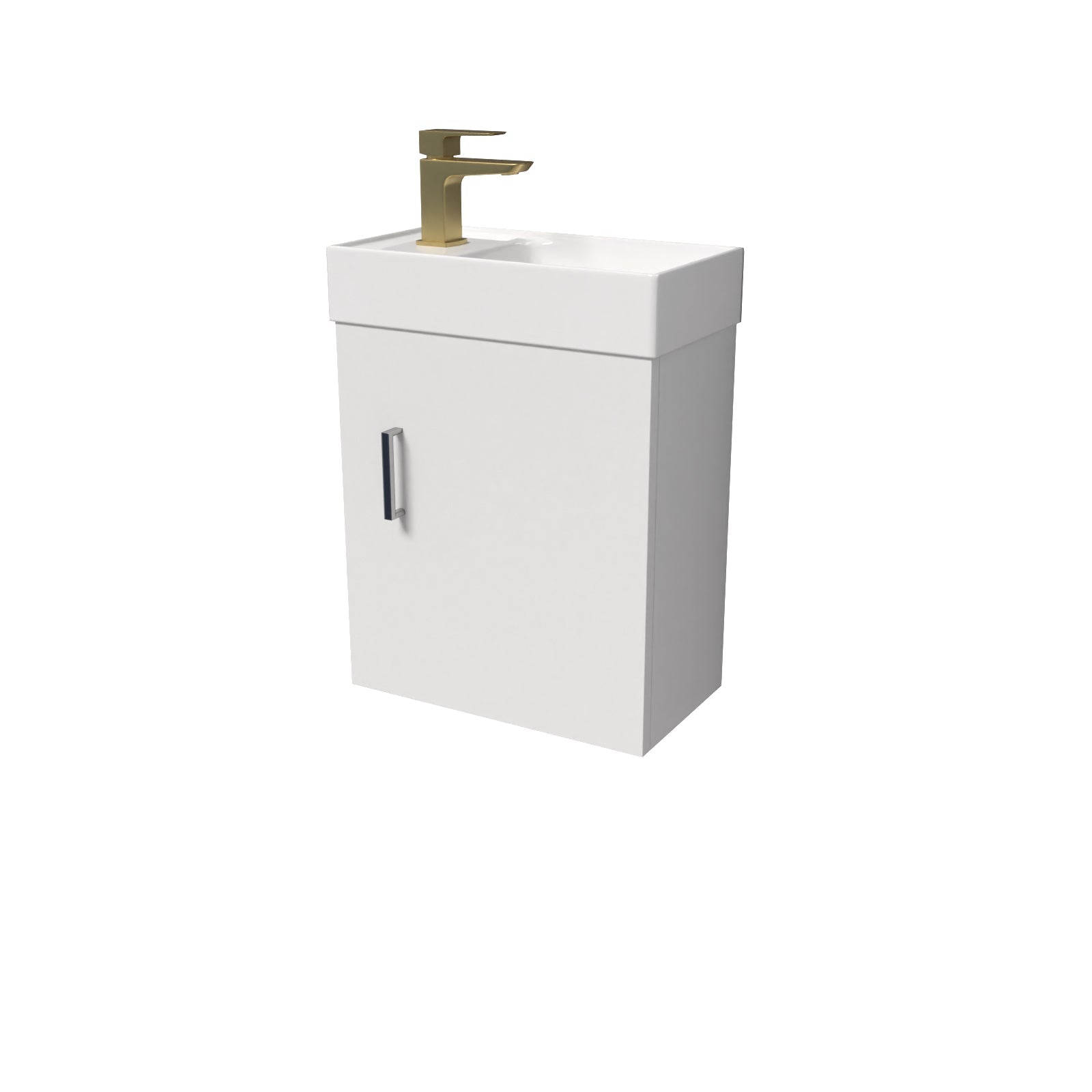Nanuya White Wall Hung 400mm Vanity Unit & Square Basin Mono Mixer Tap