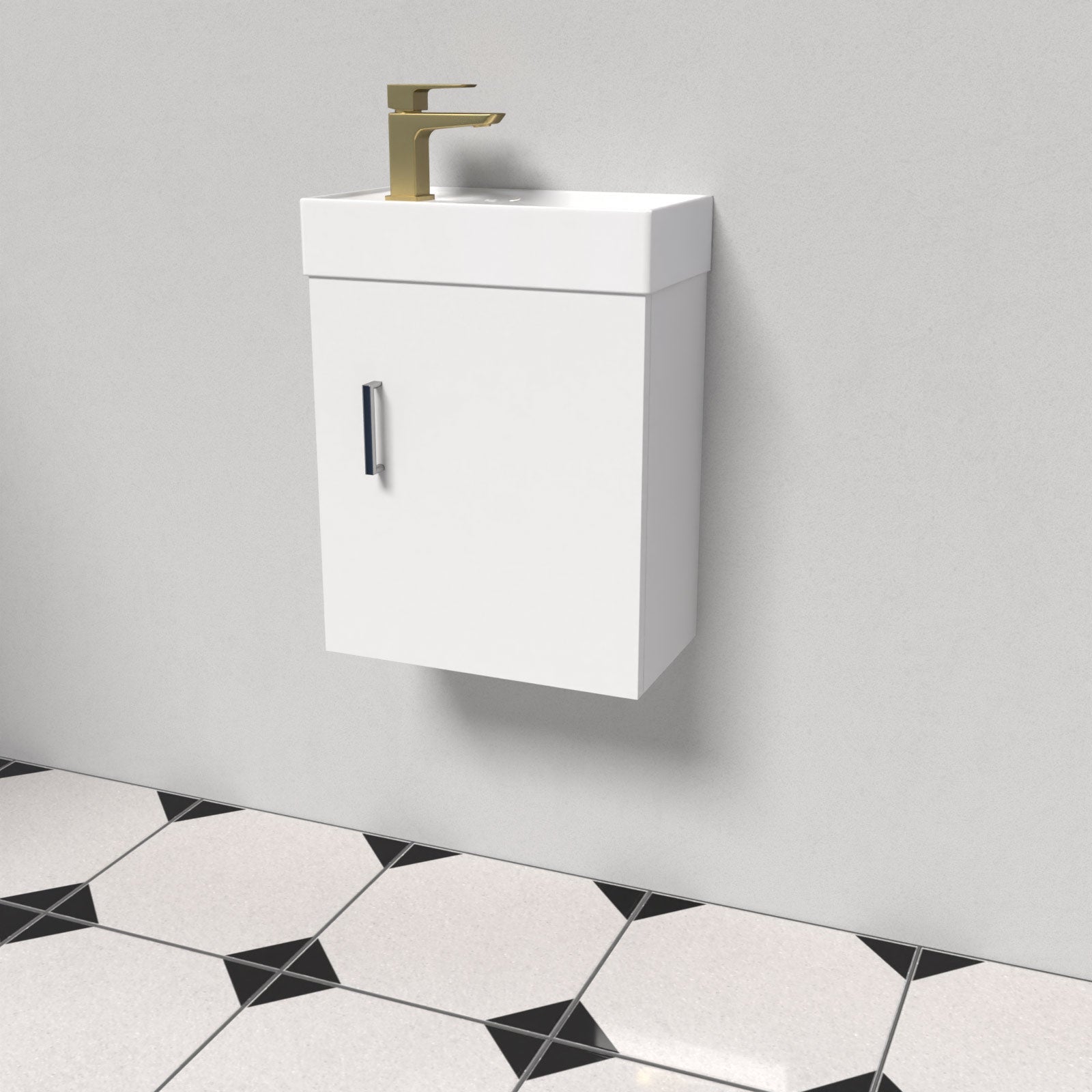 Nanuya White Wall Hung 400mm Vanity Unit & Square Basin Mono Mixer Tap