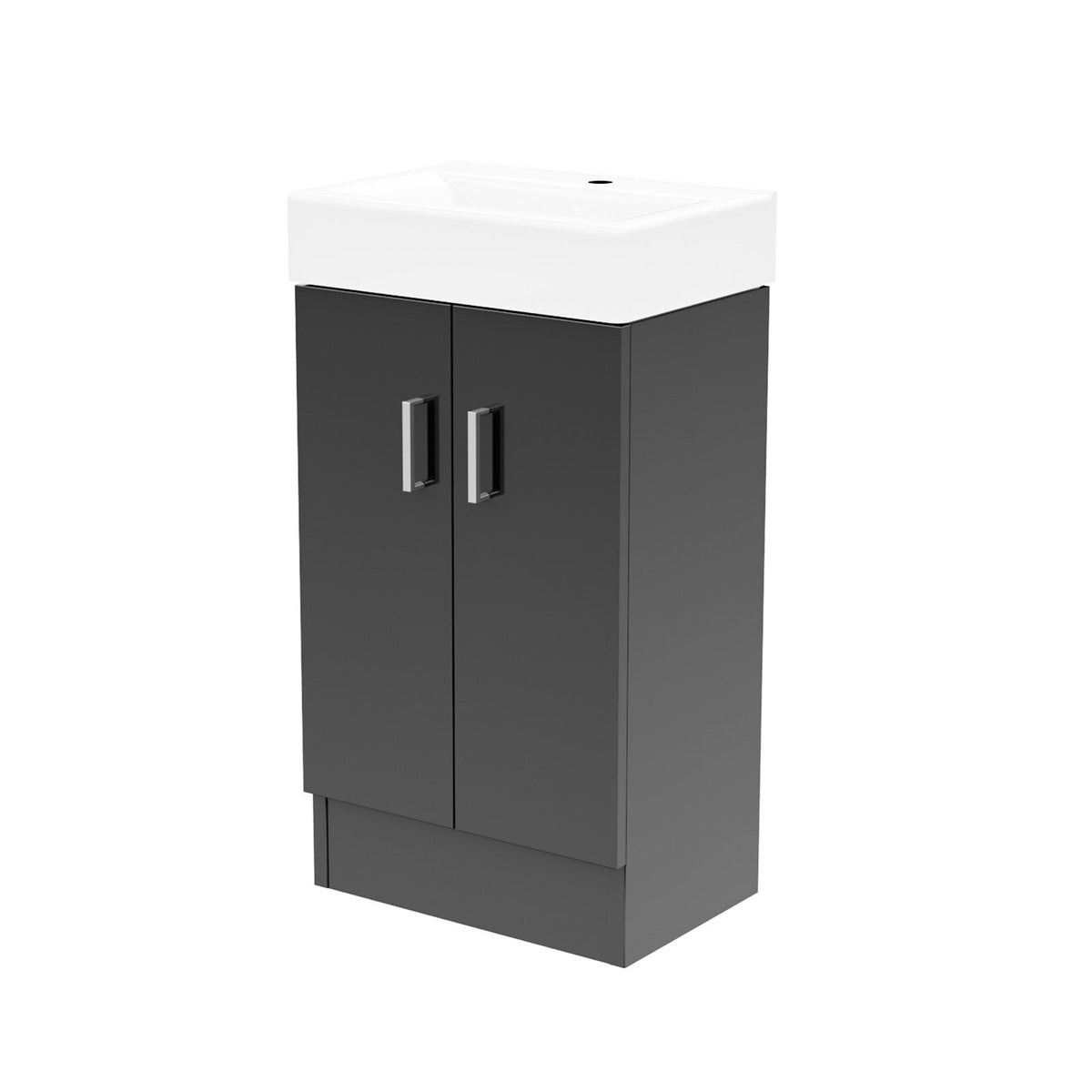 Enclosure Suite - 800mm Quadrant Screen with 450mm Anthracite Vanity Unit & Close Coupled Toilet - Set with Matte Black Fittings