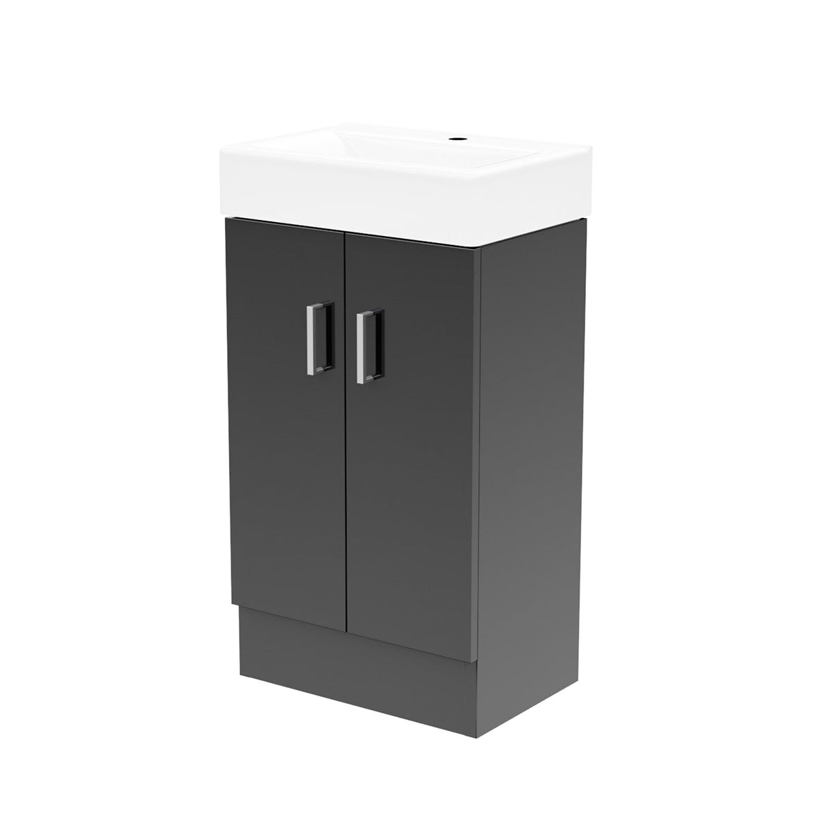 Enclosure Suite - 800mm Quadrant Screen with 450mm Anthracite Vanity Unit & Close Coupled Toilet - Set with Matte Black Fittings