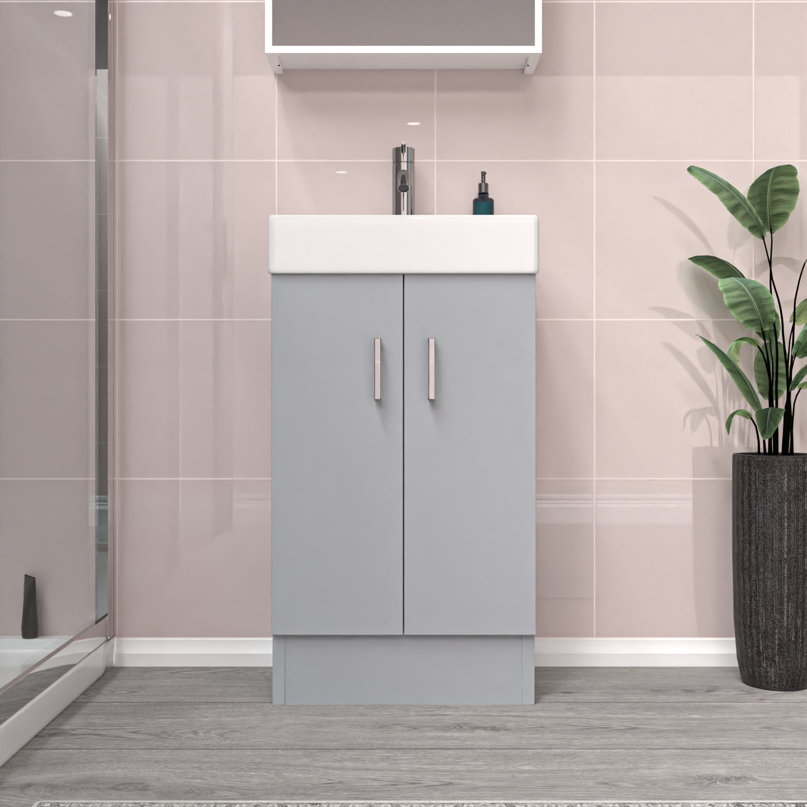 Nanuya Matte Grey 450mm Freestanding Vanity Unit with Basin Flat Pack