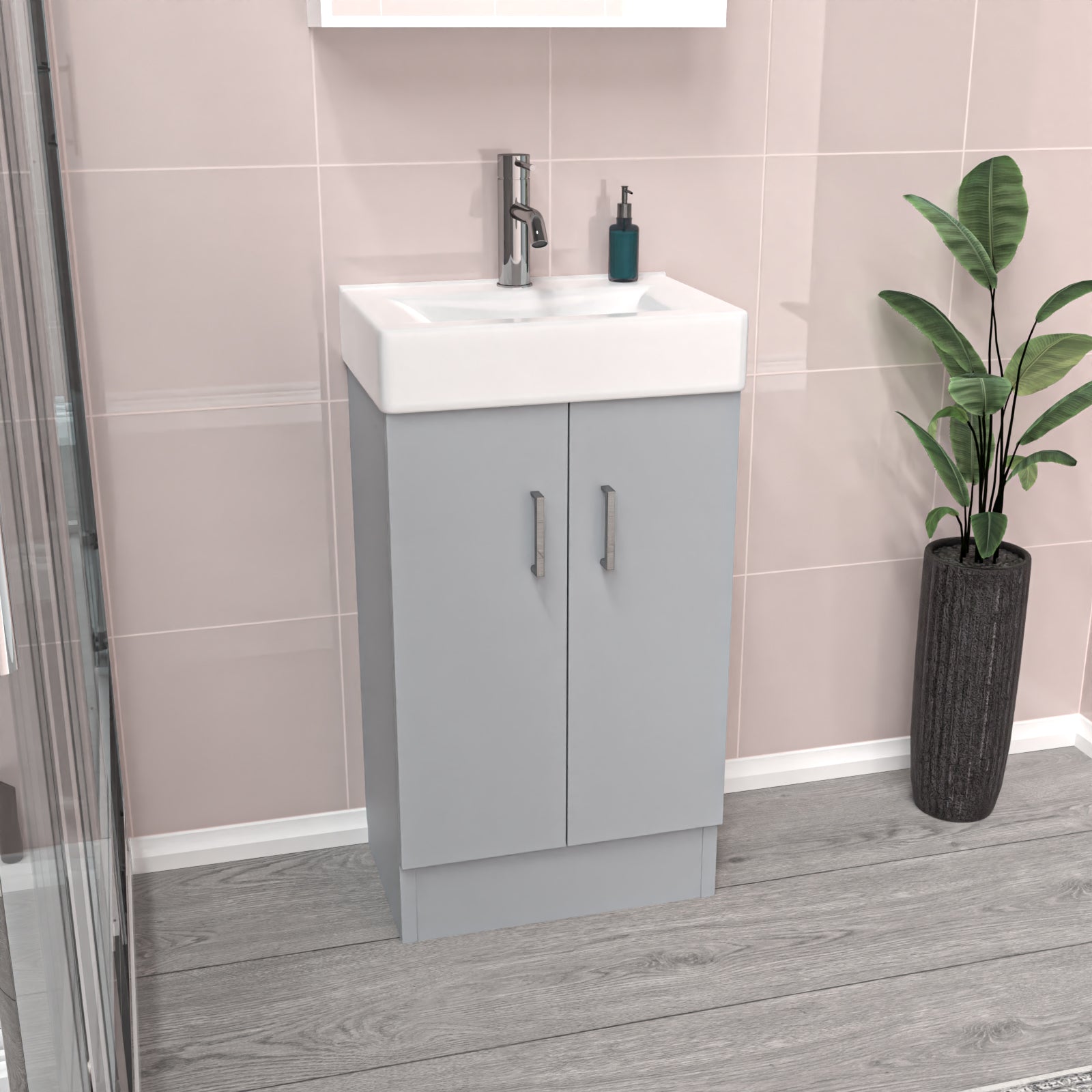 Nanuya Matte Grey 450mm Freestanding Vanity Unit with Basin Flat Pack