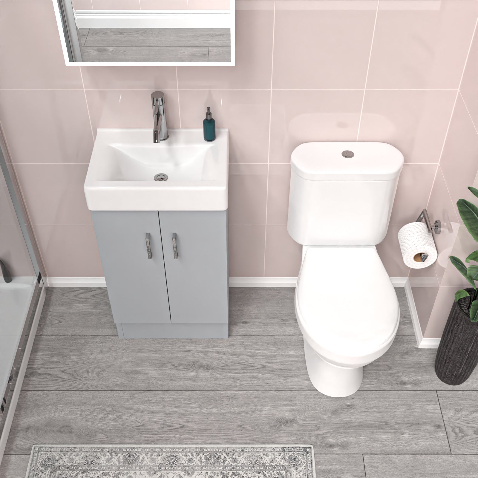 Nanuya Matte Grey 450mm Freestanding Basin Vanity Unit & Toilet Flat Pack