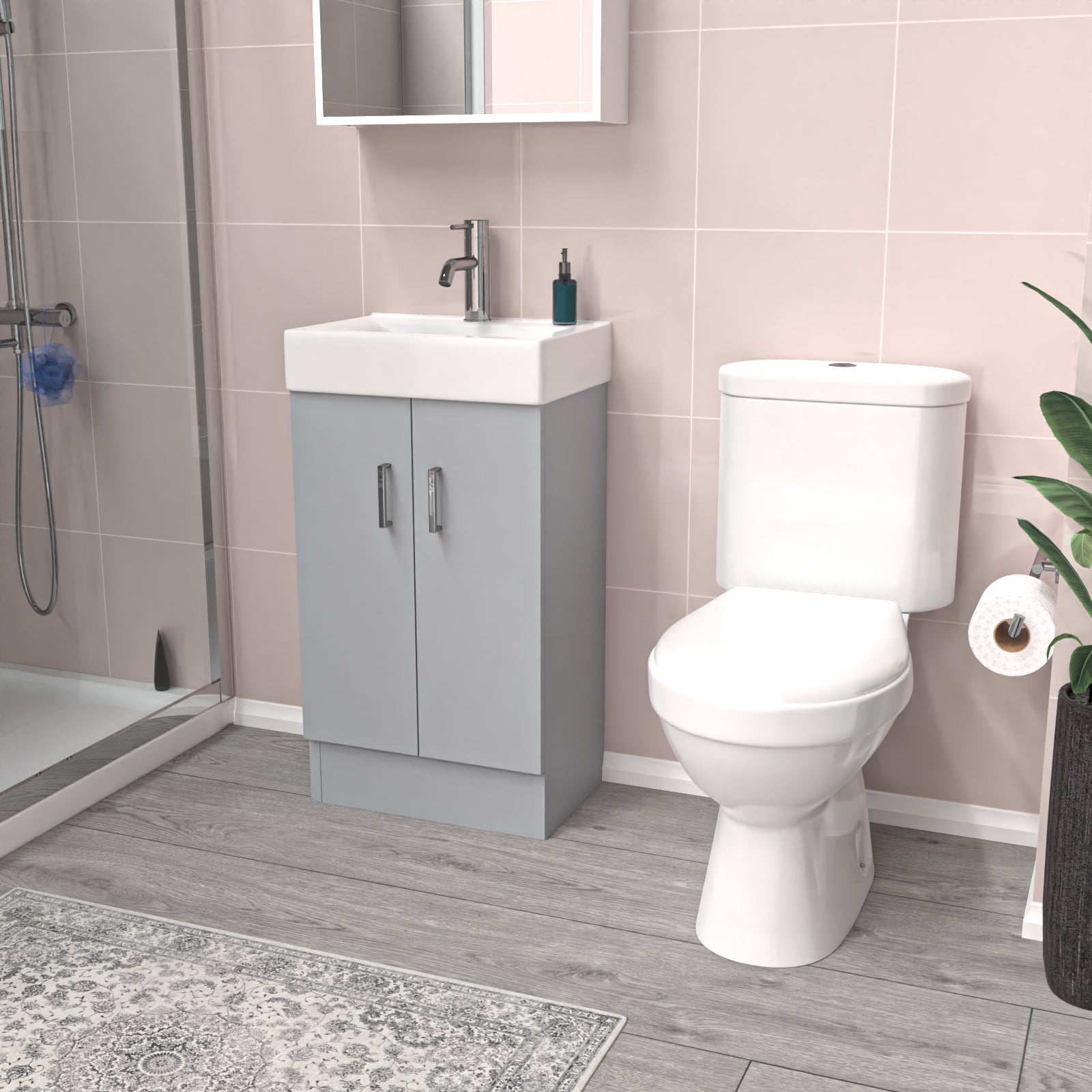 Nanuya 450mm Freestanding Basin Vanity Unit Matte Grey Rimless Toilet