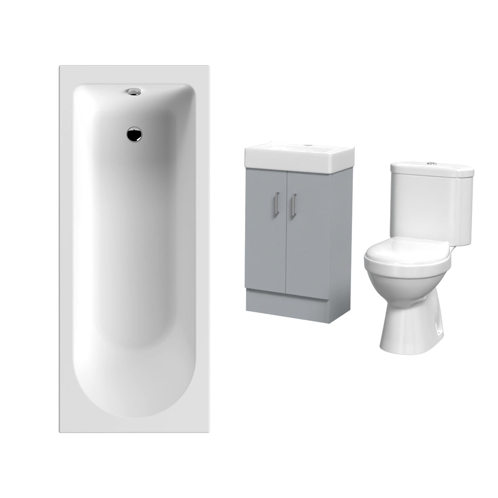 Nanuya Matte Grey 450mm Flat Pack Basin Vanity Unit Toilet & Round Bath