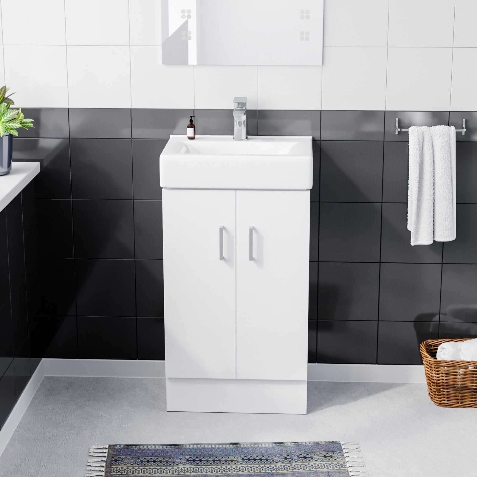 Nanuya 450mm White 2 Doors Basin Vanity Unit Bathroom Cabinet